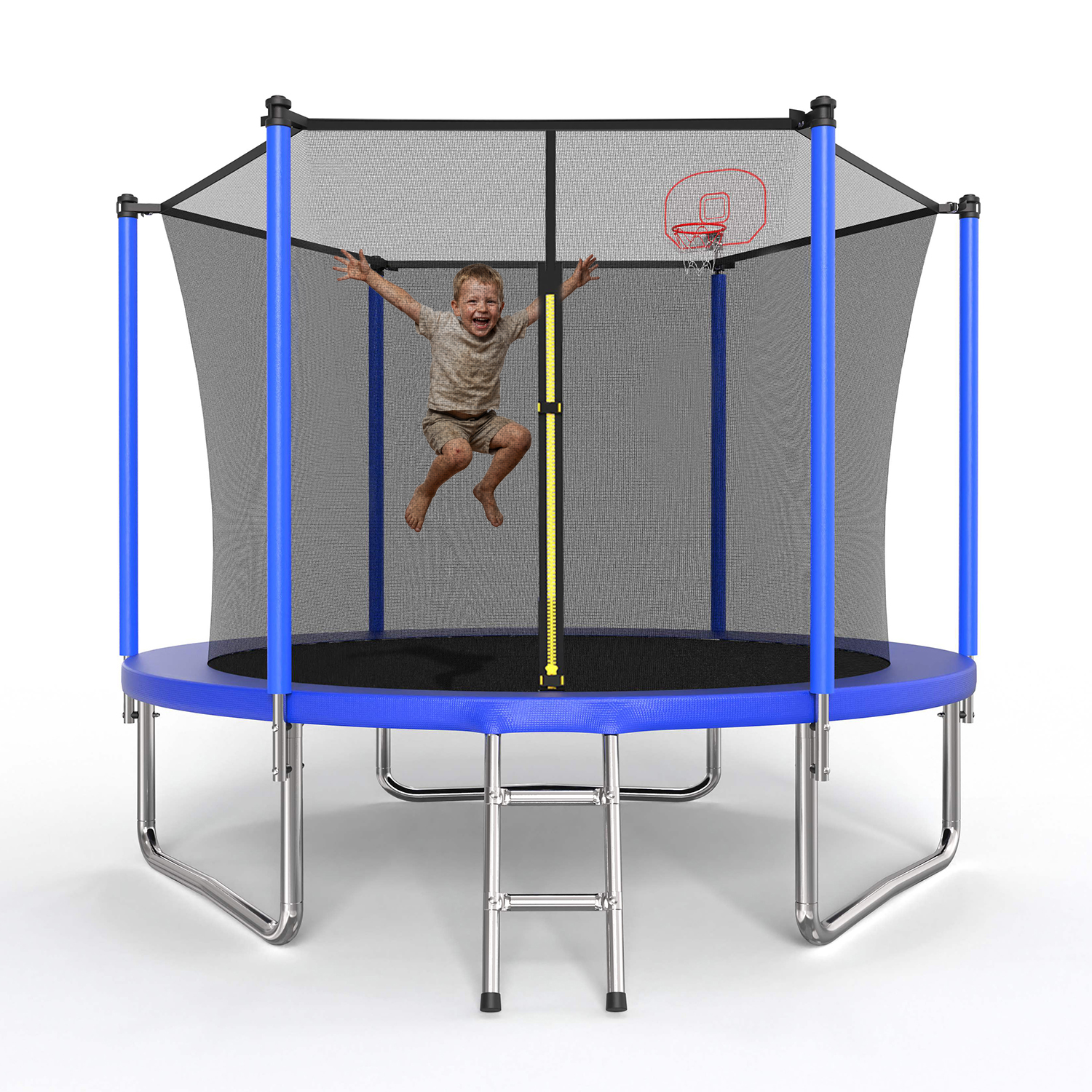 10FT Trampoline for Kids, Basketball Hoop and Ladder, Outdoor Kids Trampoline with Safety Enclosure,Fast Assembly for Backyard Fun,ASTM Approved - Image 6