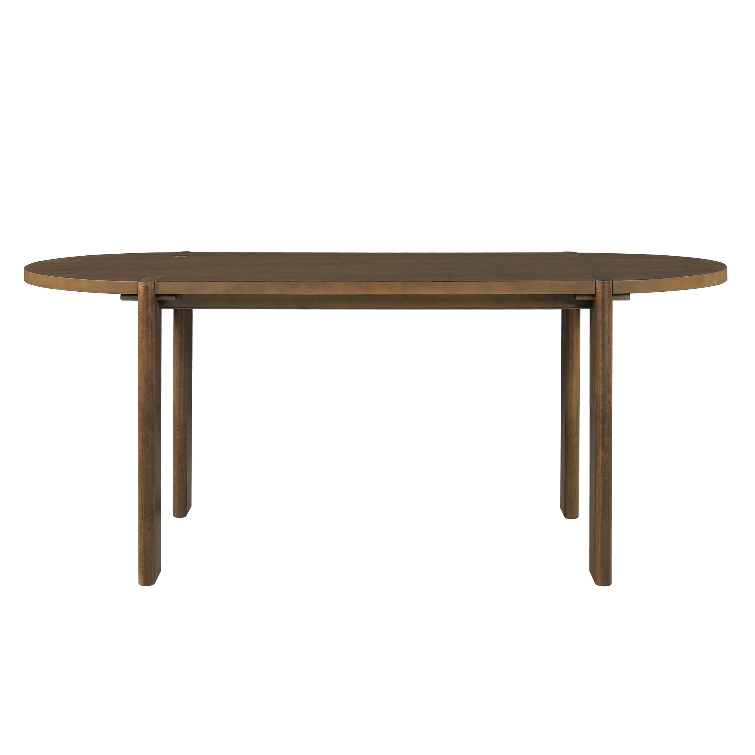 7 Pieces Modern Oval Dining Set, Rustic Farmhouse Solid Wood Kitchen Table Set for 6, 71'' Large Luxury Retro Country Dinner Set with Espresso Chairs, for Dining Room,Kitchen, Walnut - Image 4