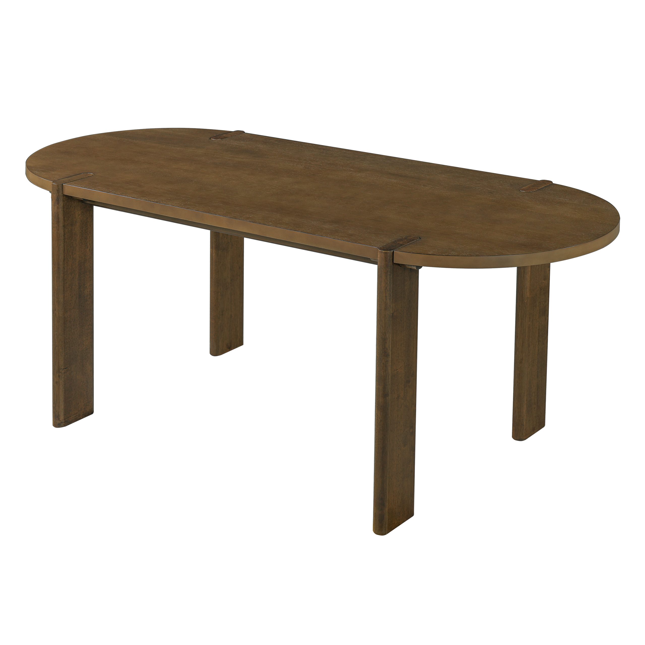 7 Pieces Modern Oval Dining Set, Rustic Farmhouse Solid Wood Kitchen Table Set for 6, 71'' Large Luxury Retro Country Dinner Set with Espresso Chairs, for Dining Room,Kitchen, Walnut - Image 3