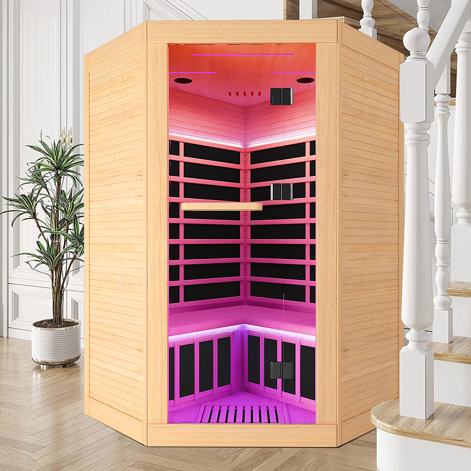 Canadian hemlock pentagonal double sauna - Image 2