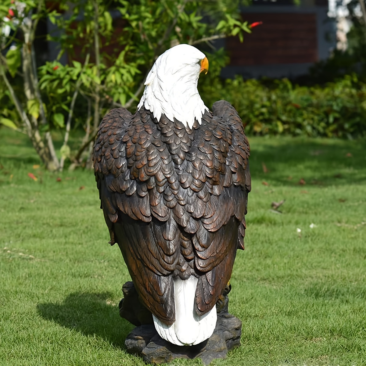 13" H x 24.4" L Large Standing Bald Eagle Garden Statue, Hand-Painted American Eagle Sculpture, Indoor & Outdoor Lawn Courtyard Decor, Patriotic Themed Ornament - Image 6