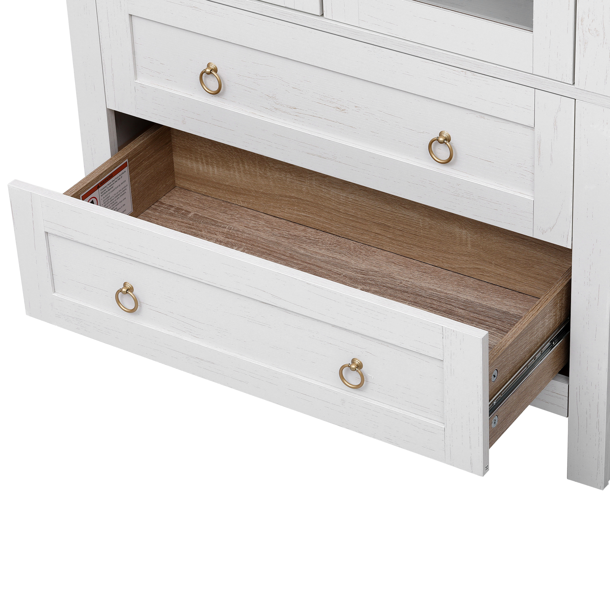 K&K 71" Tall Arched Kitchen Pantry Cabinet with 2 Large Drawers, Modern Farmhouse Kitchen Storage Cabinets with Adjustable Shelves, Glass Door, Wood Versatile Cupboard for Kitchens, Dining Room, White - Image 5