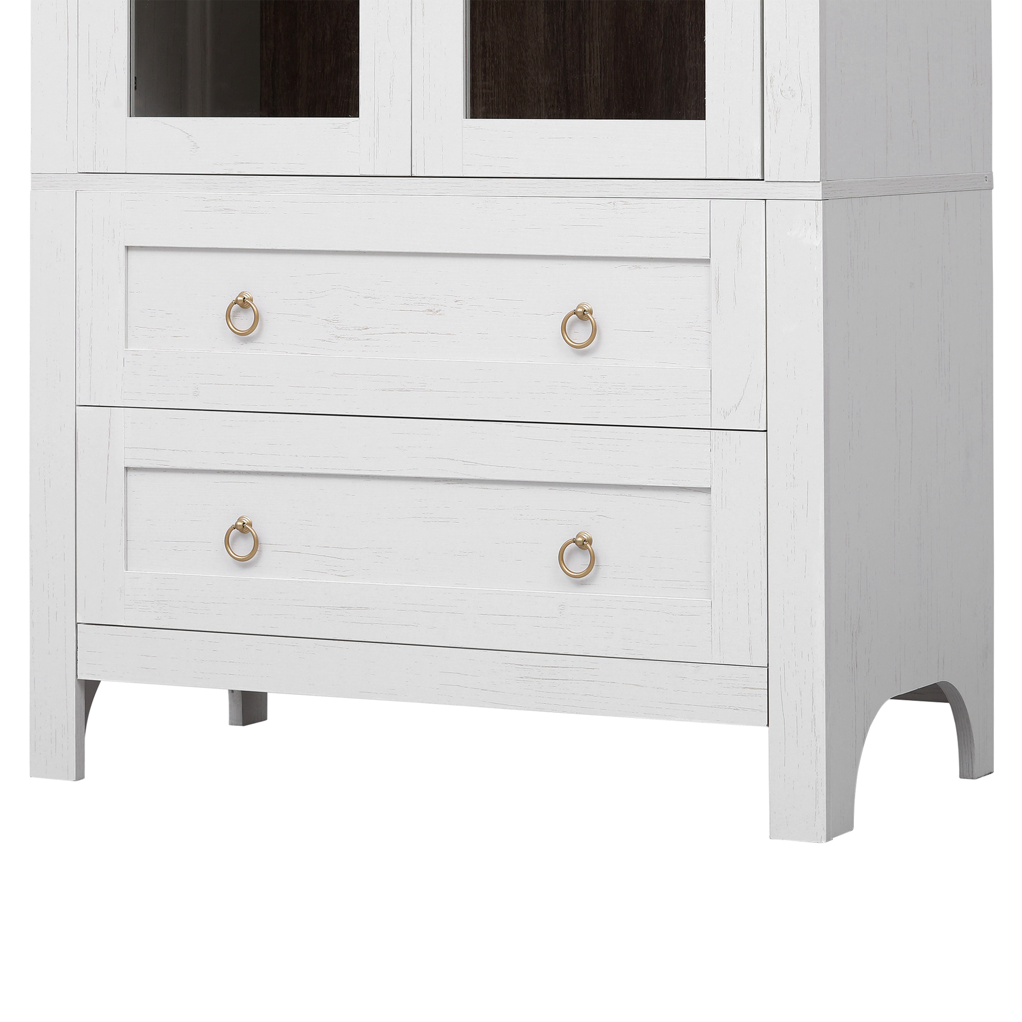 K&K 71" Tall Arched Kitchen Pantry Cabinet with 2 Large Drawers, Modern Farmhouse Kitchen Storage Cabinets with Adjustable Shelves, Glass Door, Wood Versatile Cupboard for Kitchens, Dining Room, White - Image 6