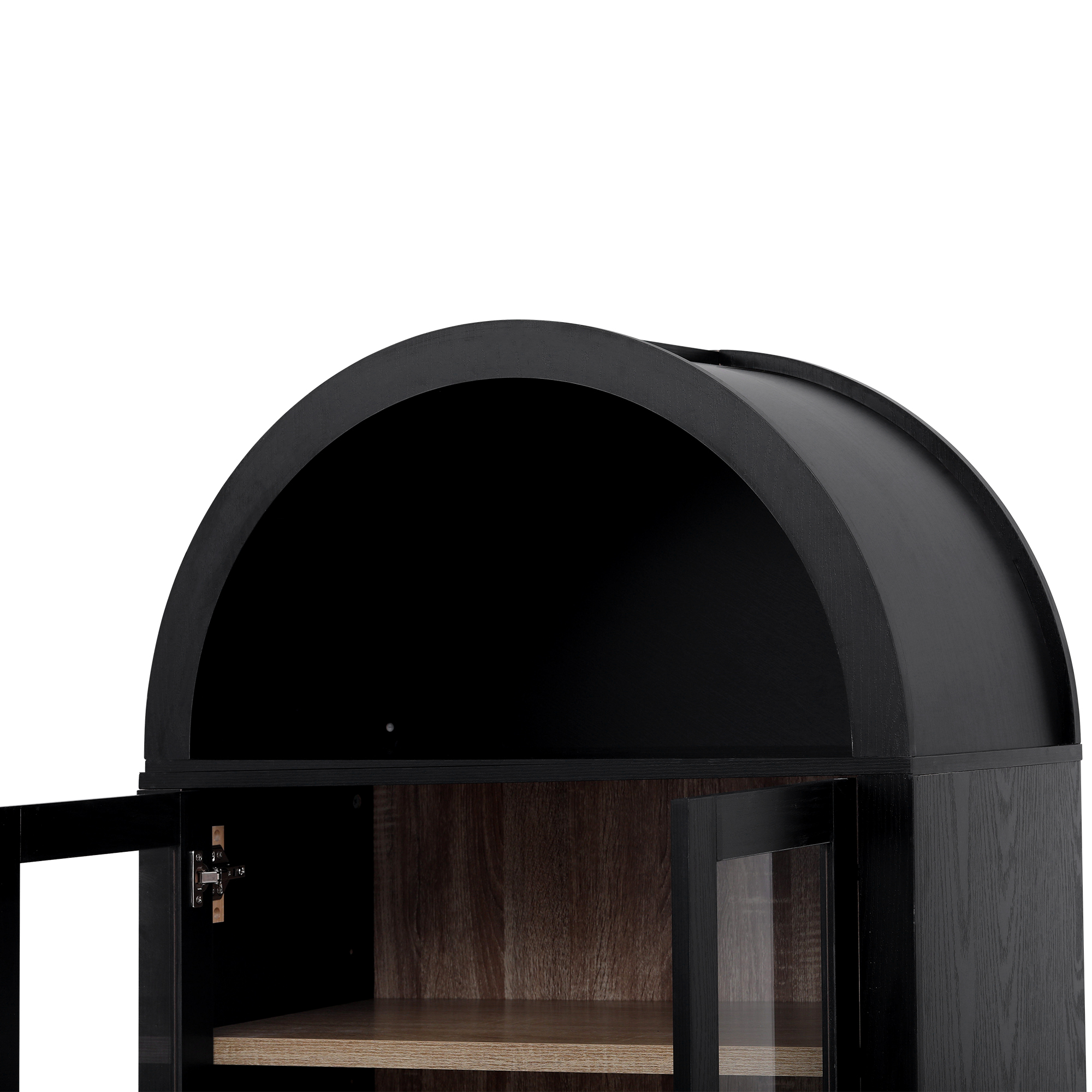 K&K 71" Tall Arched Kitchen Pantry Cabinet with 2 Large Drawers, Modern Farmhouse Kitchen Storage Cabinets with Adjustable Shelves, Glass Door, Wood Versatile Cupboard for Kitchens, Dining Room, Black - Image 6