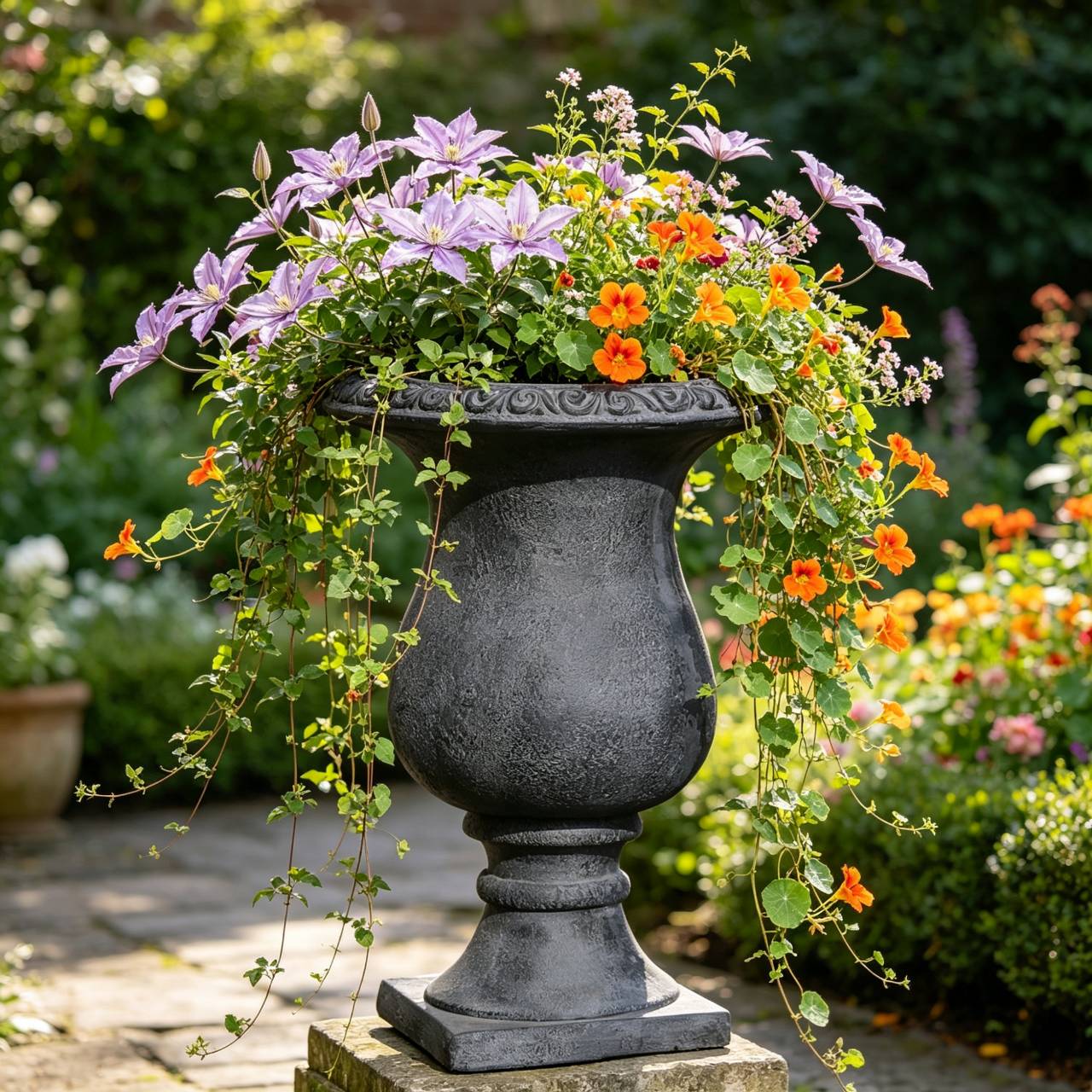 MGO Garden Planter, Garden decoration and planting,Color Antique Black, Size 26.38"X16.53 "X16.53 " - Image 2