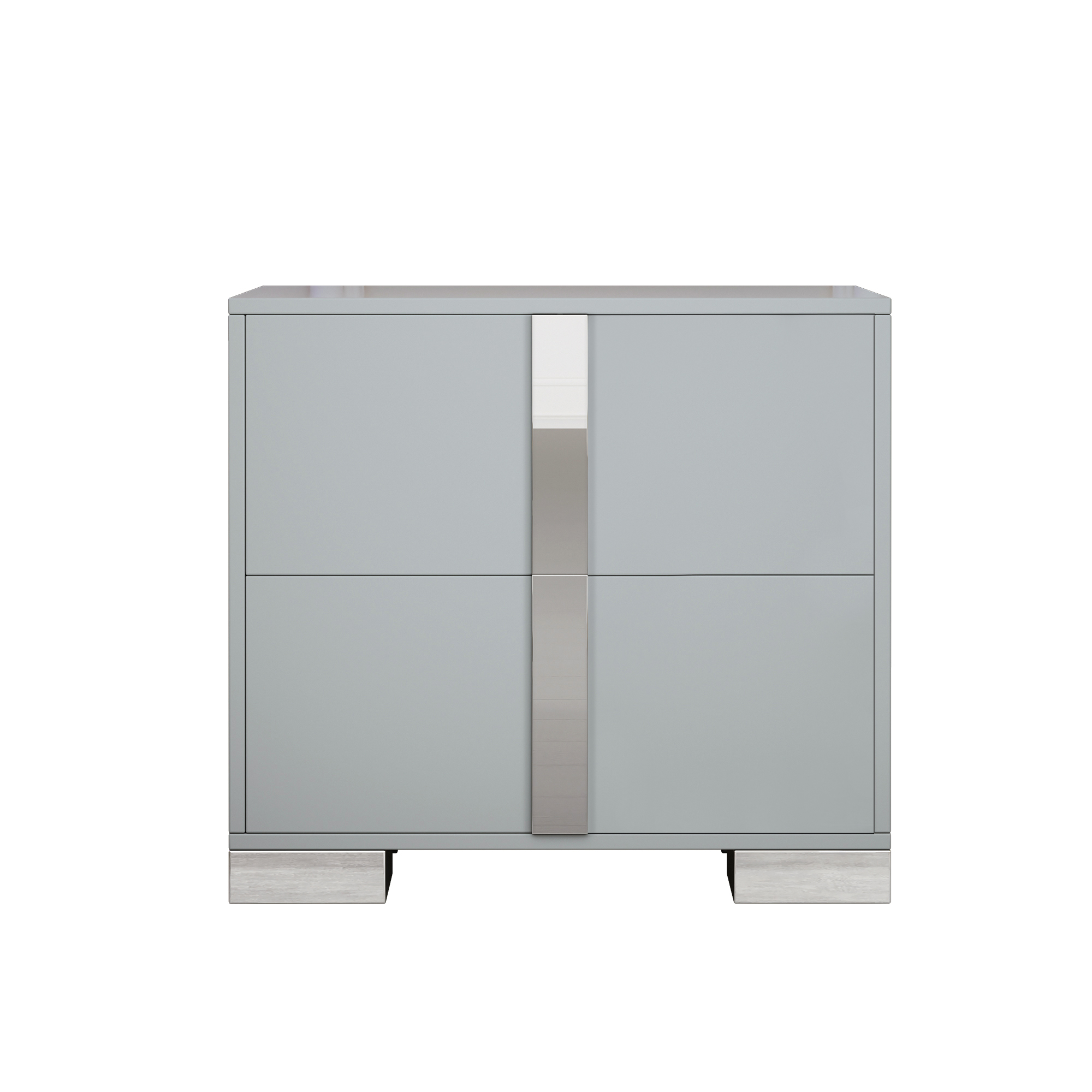 Elegant Nightstand with Metal Foot, Mirrored Bedside Table with 2 Drawers for Bedroom, Living Room, Gray (Old SKU: WF319353AAE) - Image 3