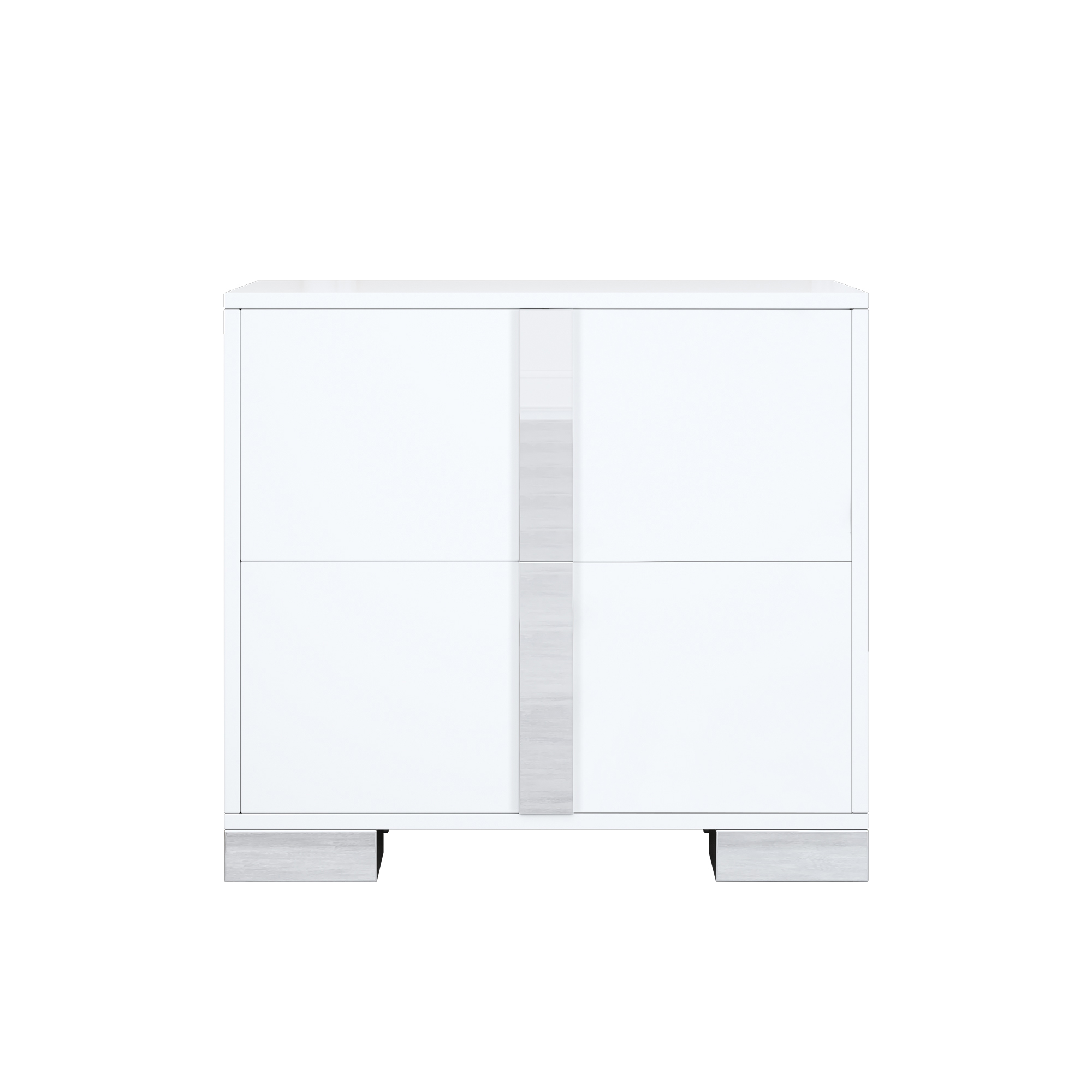 Elegant Nightstand with Metal Foot, Mirrored Bedside Table with 2 Drawers for Bedroom, Living Room, White (Old SKU: WF319353AAK) - Image 3