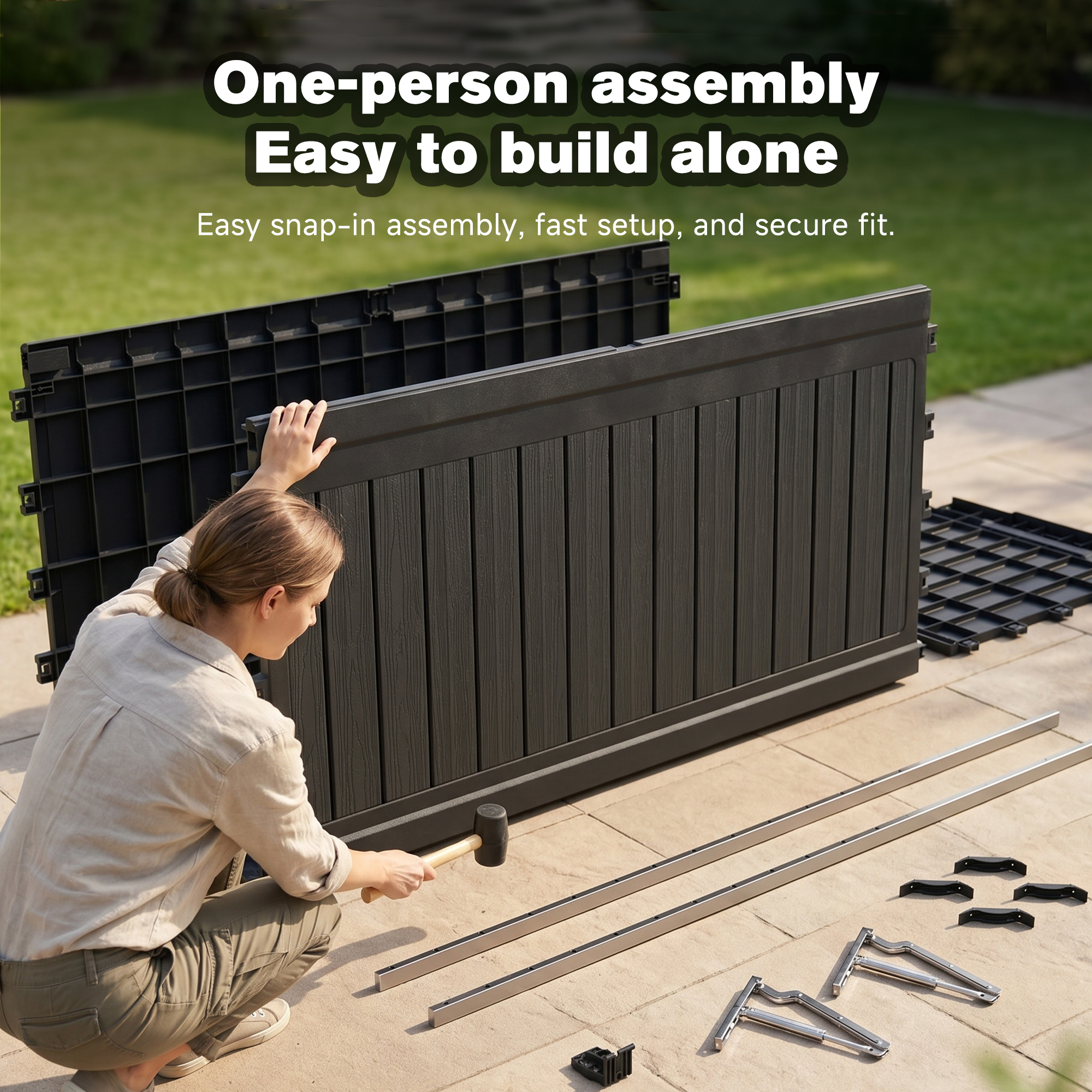 260 Gallon Large Outdoor Storage XXL Deck Box for Patio Furniture, Outdoor Cushions, Garden Tools and Sports/Pools Equipment, Waterproof Resin, Lockable, Black - Image 2
