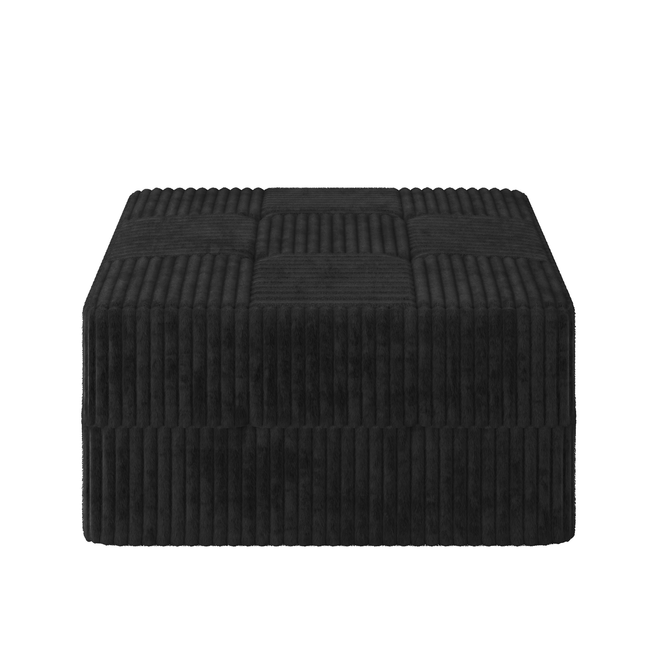 Ottoman Sofa, Modern Minimalist Corduroy Footstool, Compressed Space‑Saving Ottoman for Living Room Bedroom-Black - Image 2
