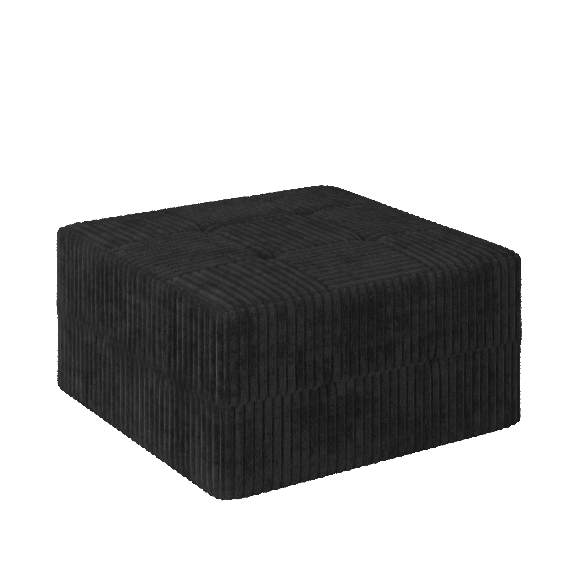 Ottoman Sofa, Modern Minimalist Corduroy Footstool, Compressed Space‑Saving Ottoman for Living Room Bedroom-Black - Image 3