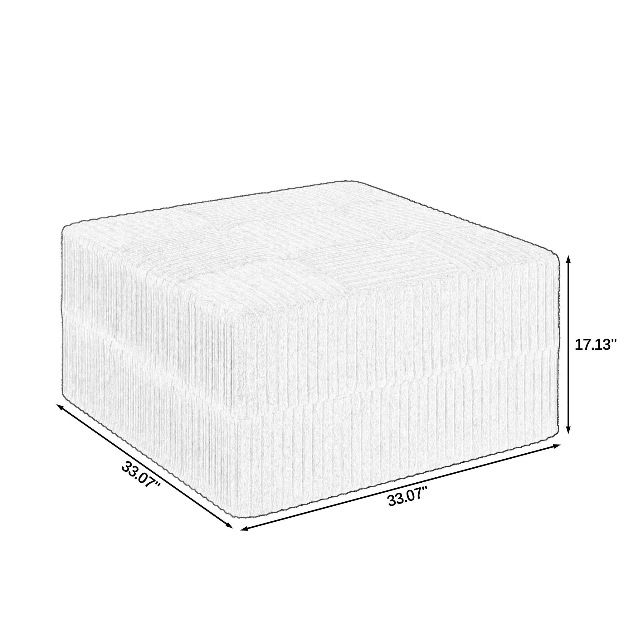 Ottoman Sofa, Modern Minimalist Corduroy Footstool, Compressed Space‑Saving Ottoman for Living Room Bedroom-Black - Image 4