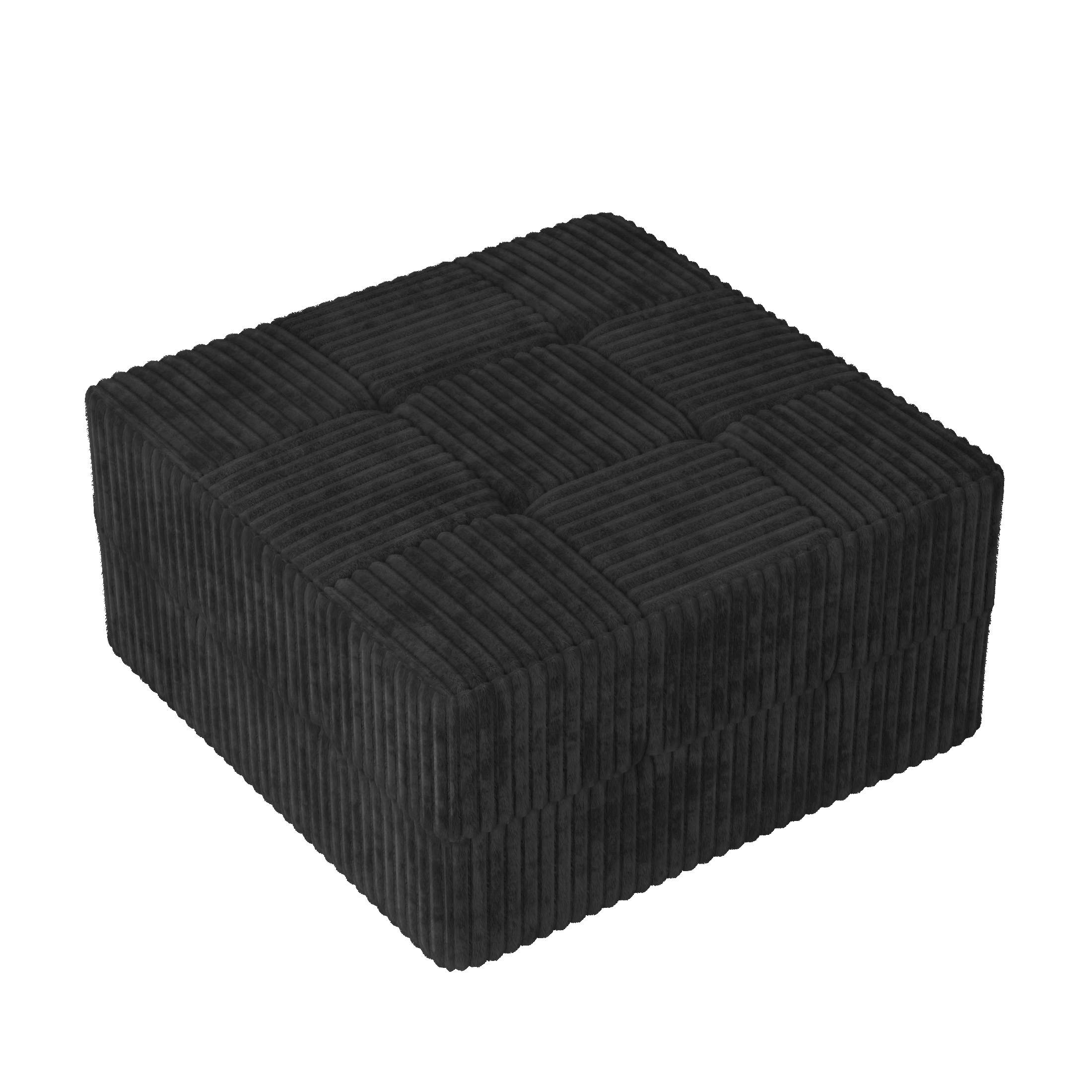 Ottoman Sofa, Modern Minimalist Corduroy Footstool, Compressed Space‑Saving Ottoman for Living Room Bedroom-Black - Image 5