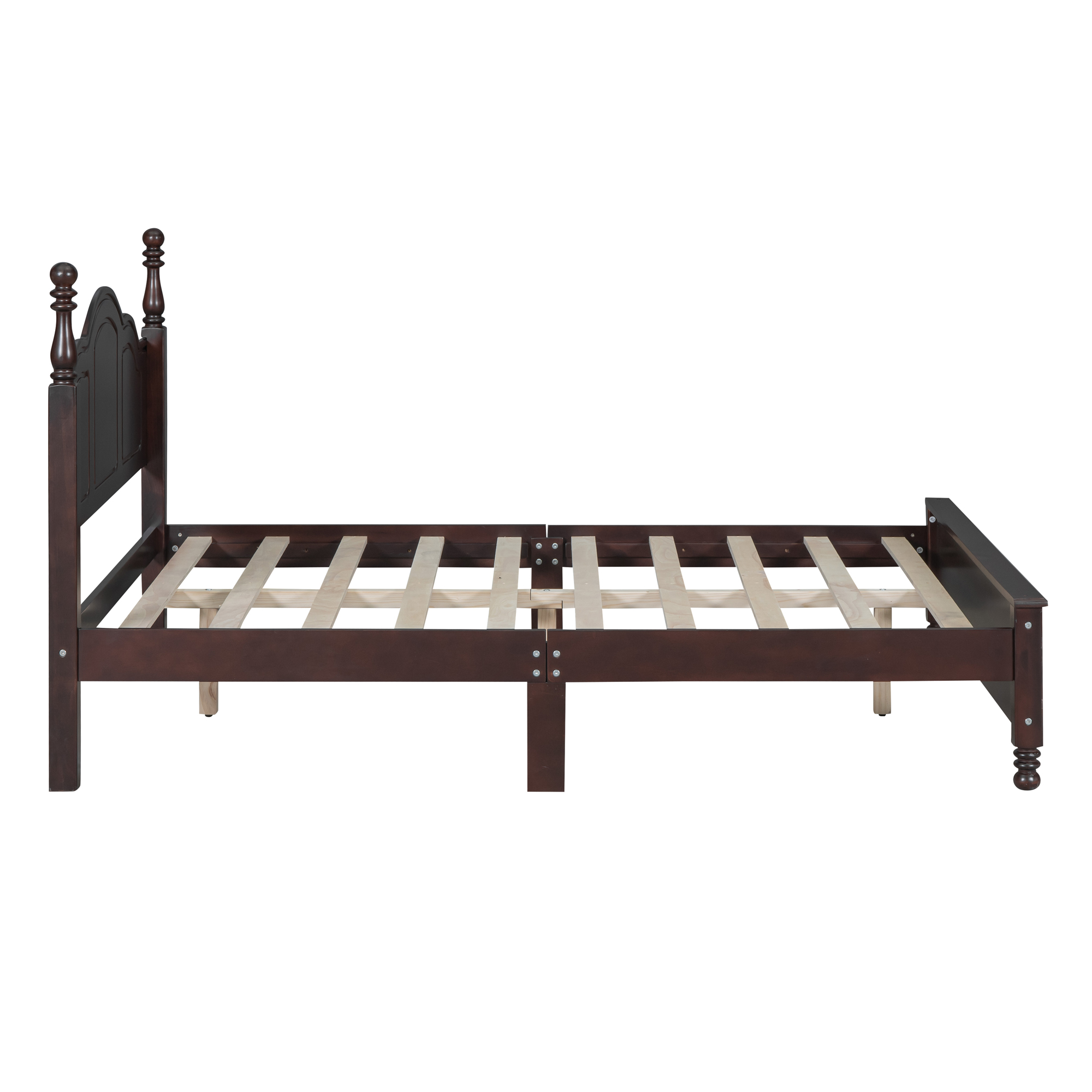 3-Pieces Bedroom Sets,Full Size Wood Platform Bed and Two Nightstands-Dark Walnut - Image 6