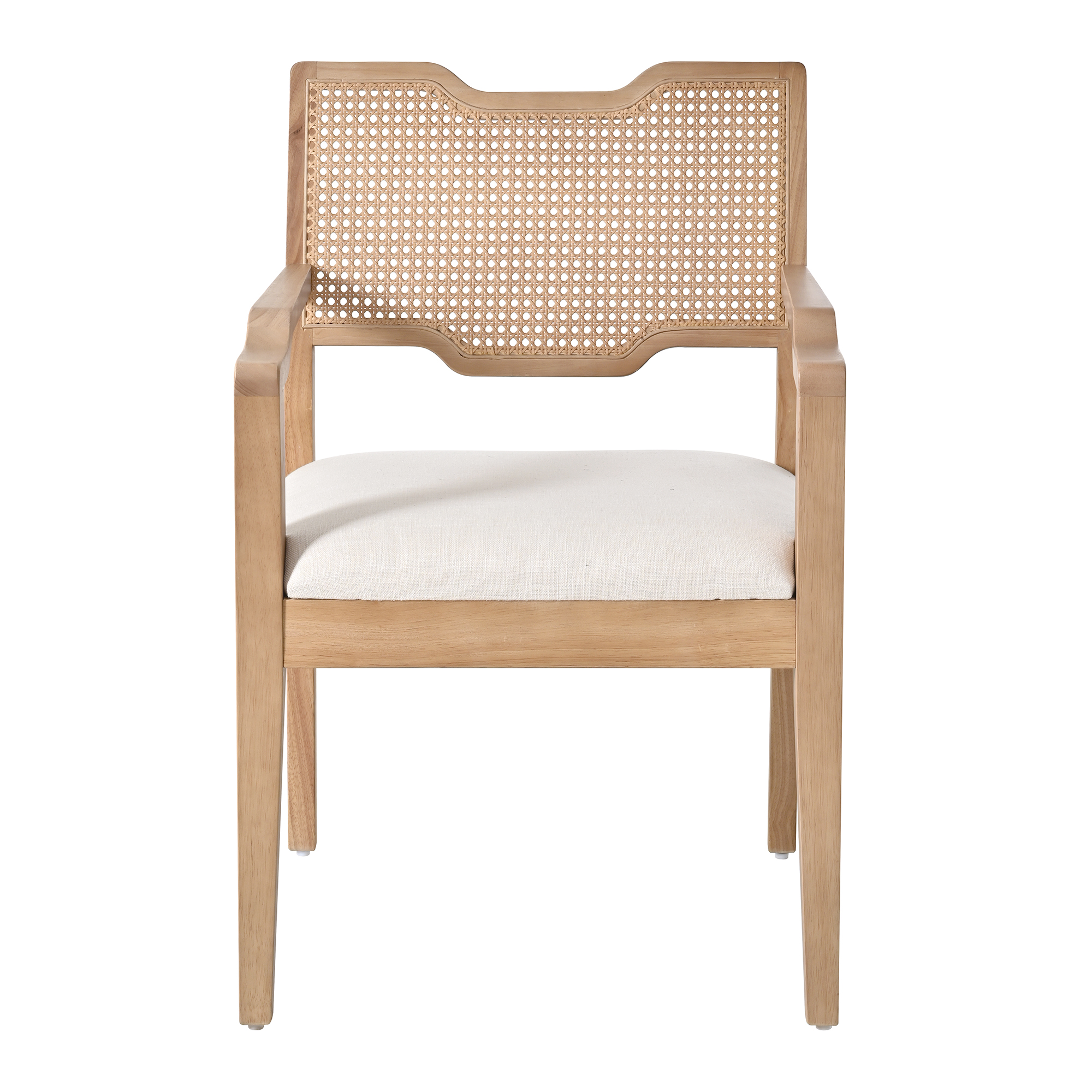 Farmhouse Dining Chairs Set of 2, Upholstered Kitchen Chairs Wooden Side Armchair with rattan Backrest for Dining Room ,Restaurant,Brown - Image 4