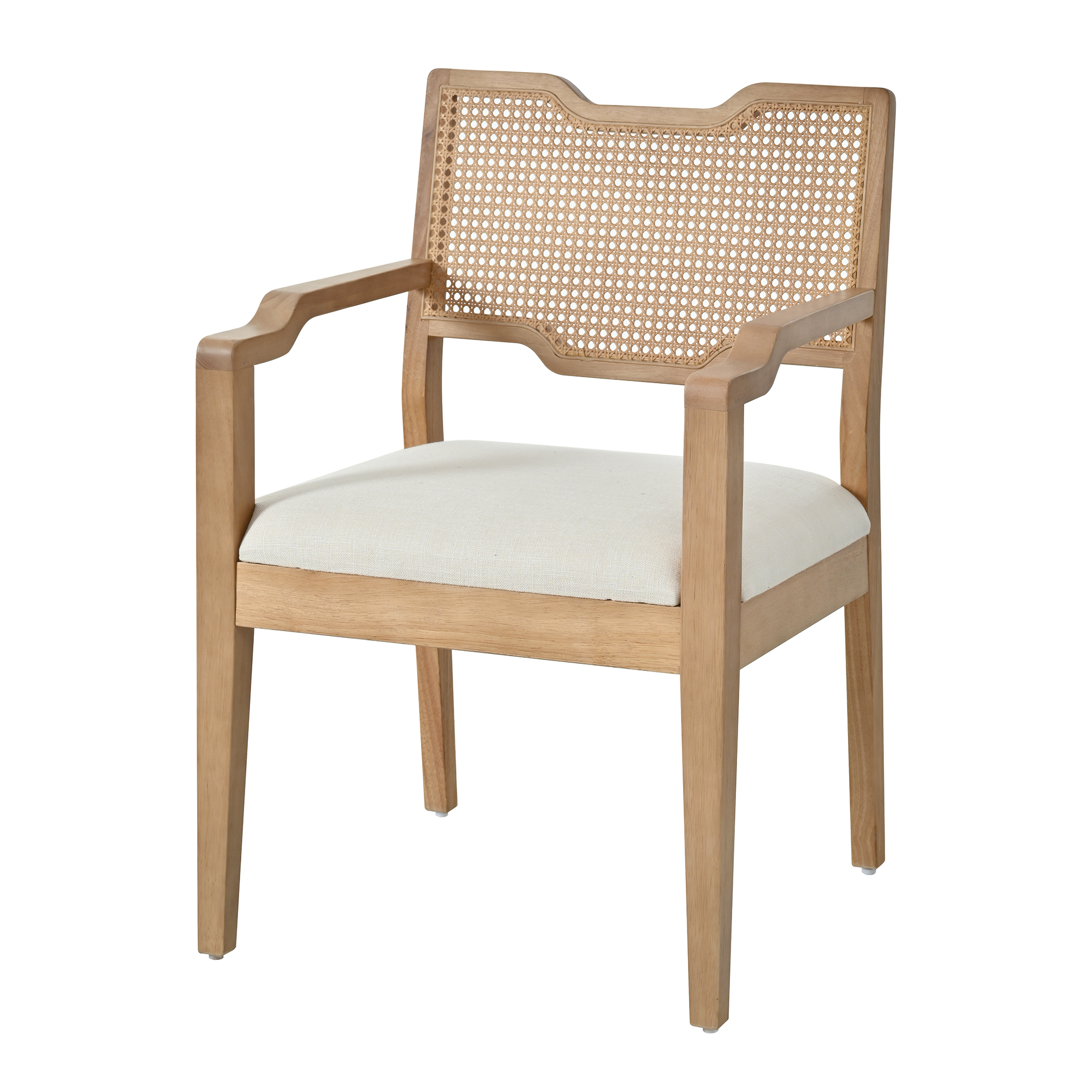 Farmhouse Dining Chairs Set of 2, Upholstered Kitchen Chairs Wooden Side Armchair with rattan Backrest for Dining Room ,Restaurant,Brown - Image 6