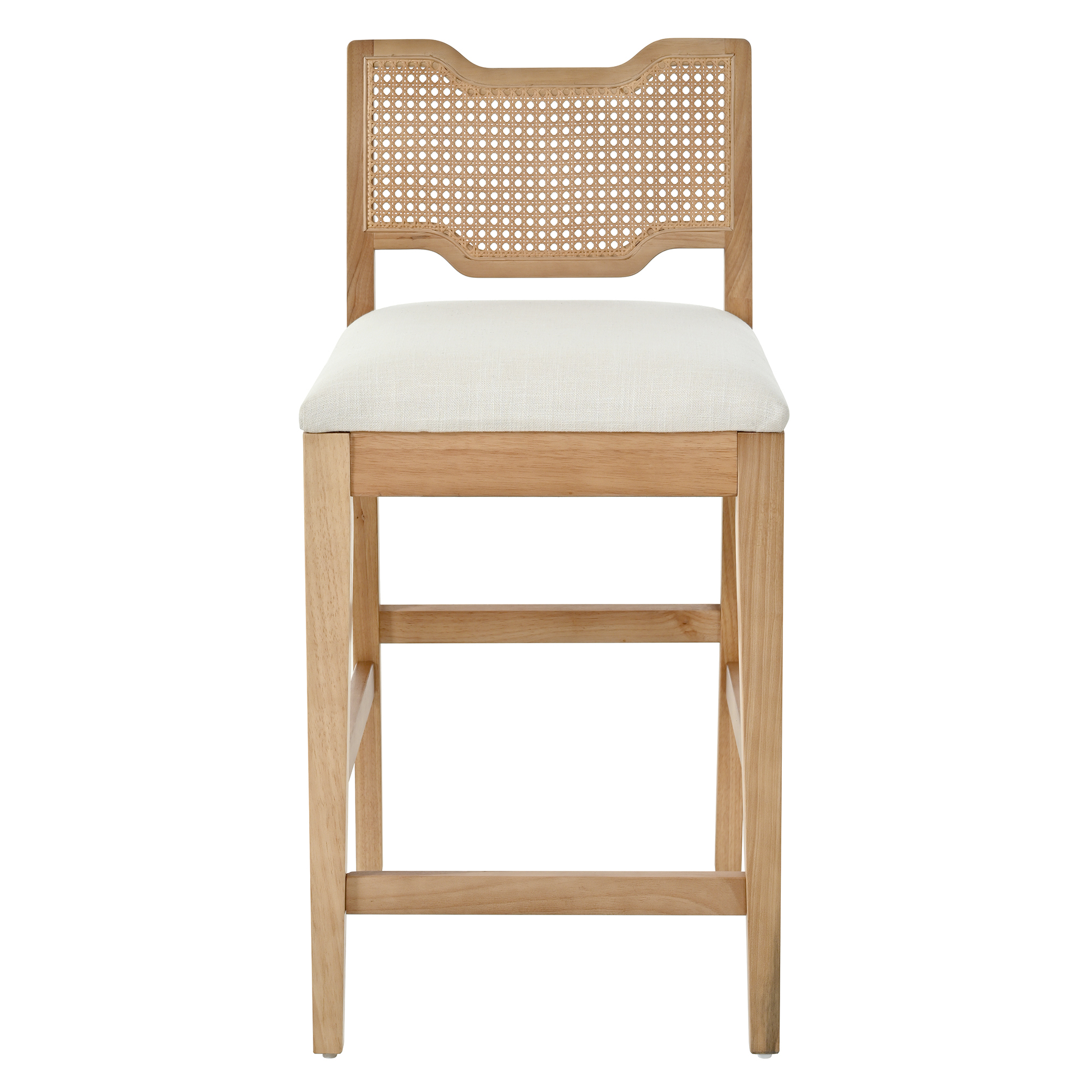 28" Farmhouse Barstools Set of 2,Upholstered Armless Iron Counter Stools with Natural Rattan Backrest for Kitchen Dining Island Table,Beige - Image 5