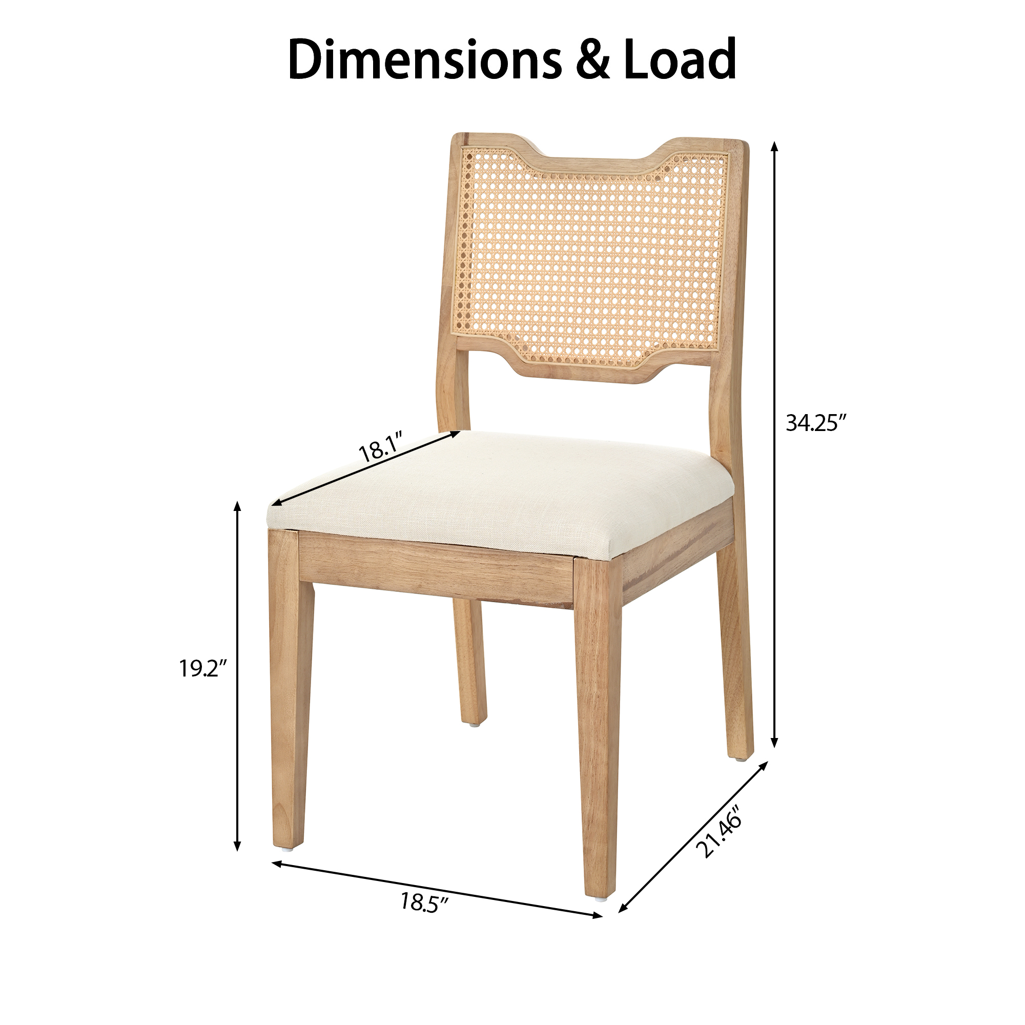 28" Farmhouse Barstools Set of 2,Upholstered Armless Iron Counter Stools with Natural Rattan Backrest for Kitchen Dining Island Table,Walnut+Beige - Image 3
