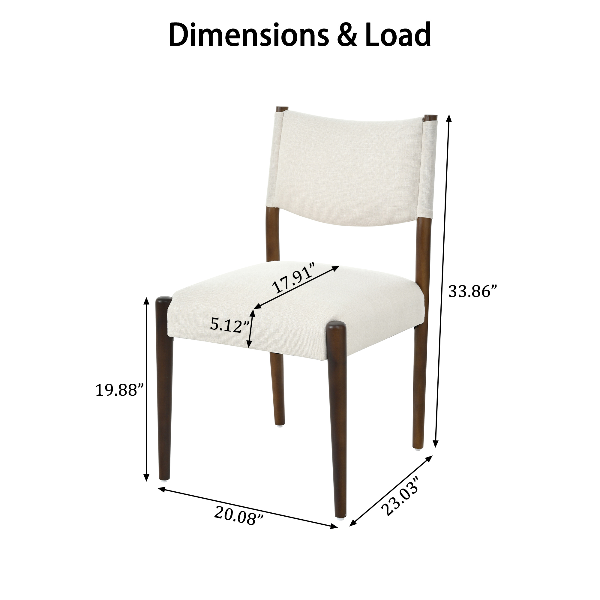Modern Dining Chair,Kitchen Chair With Thick Seat Cushion and Solid Wood Legs, Dining Chairs for Home Bar/Restaurant and Dining Room,Set of 2,Walnut - Image 6