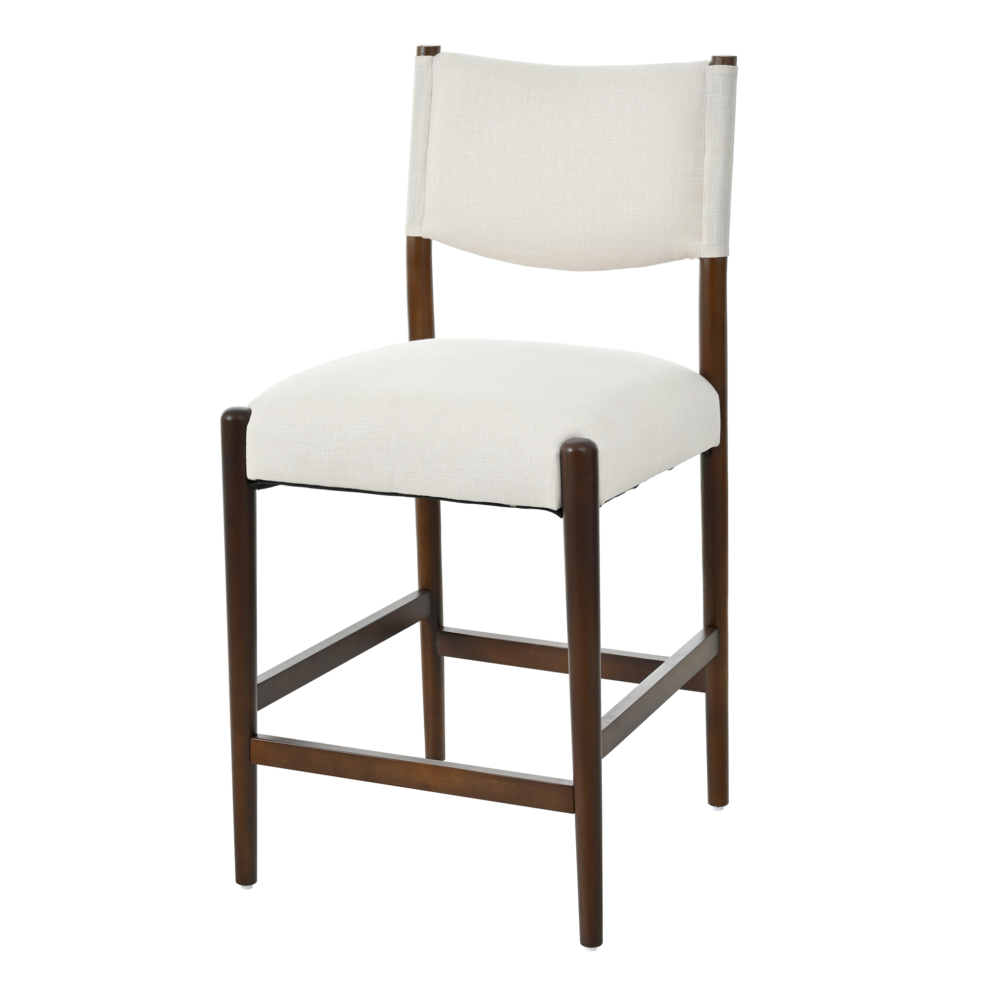 26.4" Solid Wood Counter Height Barstools, Modern Bar Stools Set of 2, Linen Upholstered Kitchen Island Chair With Walnut-Finished Wood Legs for Home Bar Coffee Shop,Beige - Image 5