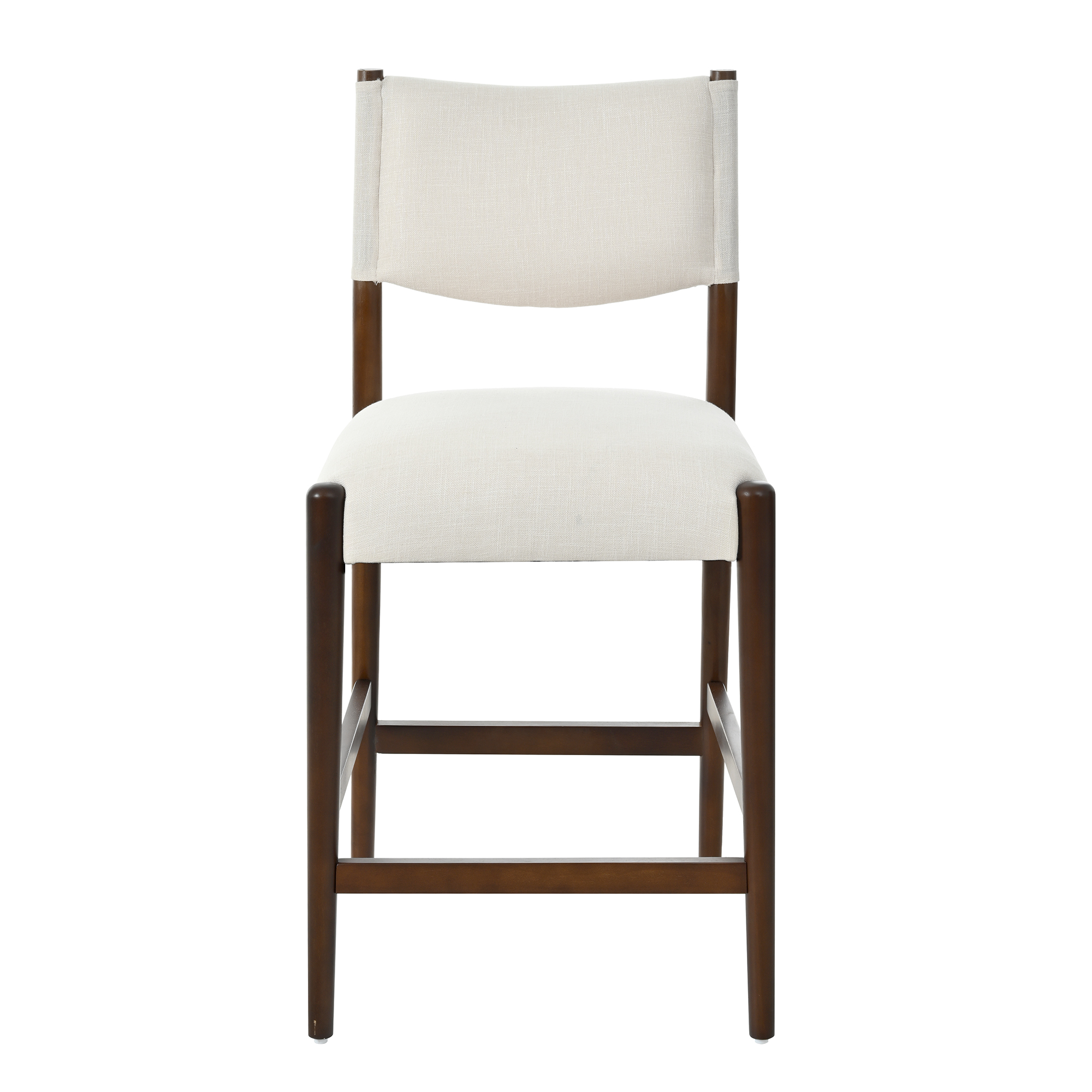 26.4" Solid Wood Counter Height Barstools, Modern Bar Stools Set of 2, Linen Upholstered Kitchen Island Chair With Walnut-Finished Wood Legs for Home Bar Coffee Shop,Beige - Image 4