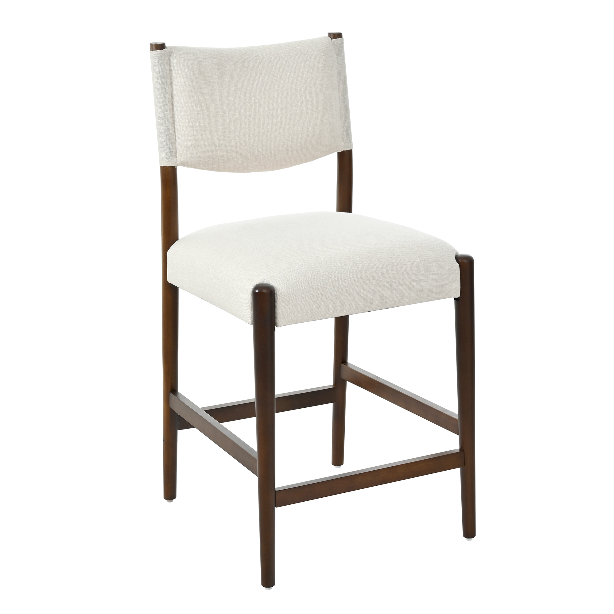 26.4" Solid Wood Counter Height Barstools, Modern Bar Stools Set of 2, Linen Upholstered Kitchen Island Chair With Walnut-Finished Wood Legs for Home Bar Coffee Shop,Beige - Image 6
