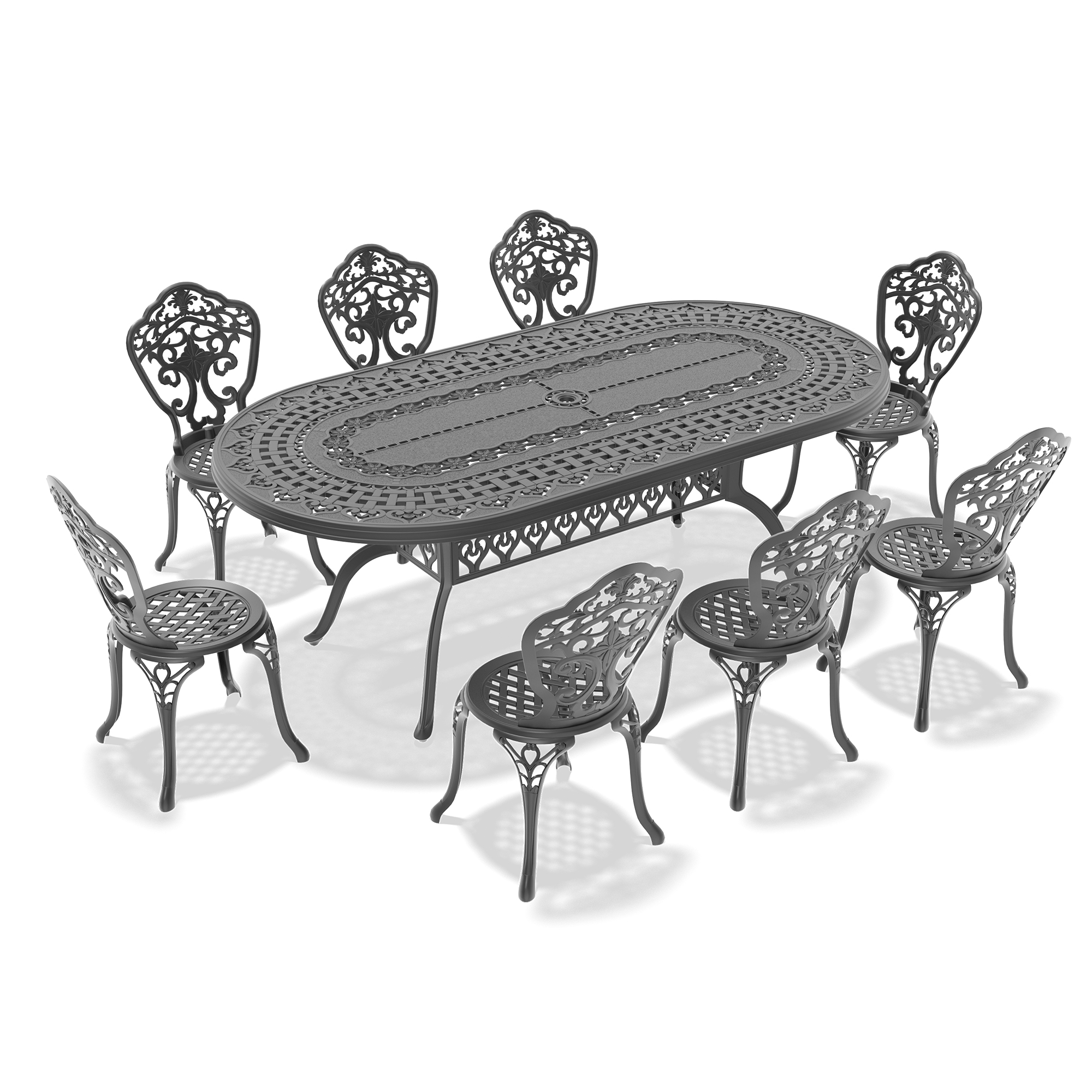 9-Piece Set Of All-Weather Cast Aluminum Dining Furniture Set With Black Frame(same sku: W1710S00533) - Image 2