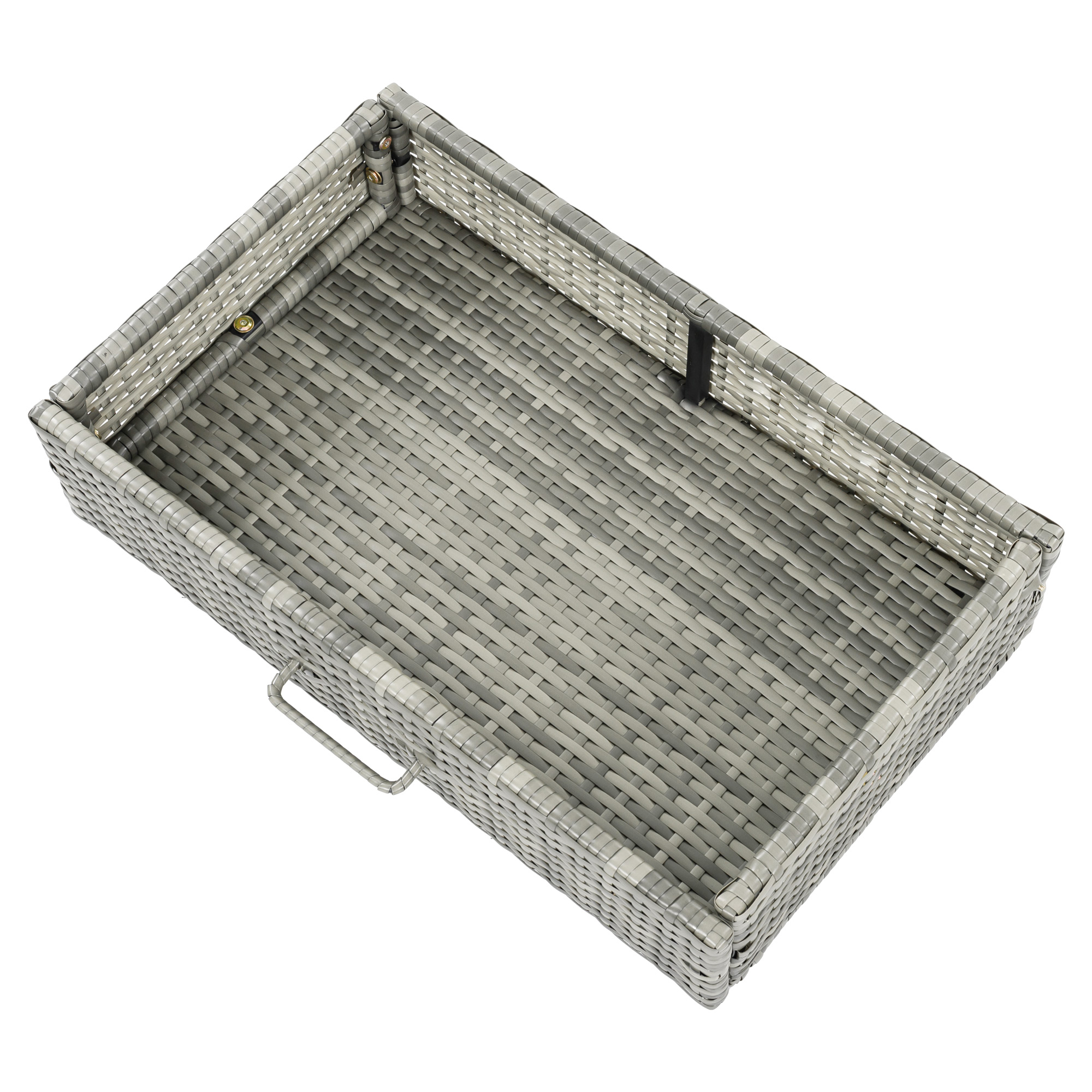 K&K 53.2"W Outdoor Weather-proof Rattan Storage Cabinet with Tempered Glass Desktop, Outdoor Wicker Bar Table with One Large Drawer & Adjustable Shelves for Patio, Backyard, Garden, Poolside, Grey - Image 6