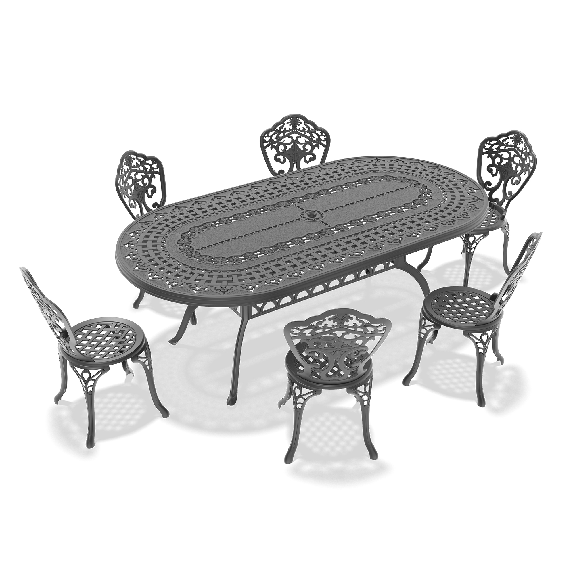 7-Piece Set Of All-Weather Cast Aluminum Dining Furniture Set With Black Frame(same sku: W1710S00532) - Image 2