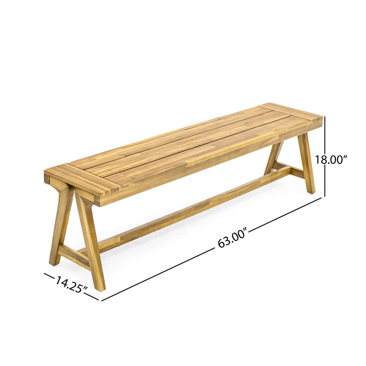 Outdoor 3-Piece Picnic Table Set, Contemporary Acacia Wood Patio Dining Set with Benches - All-Weather & Compact for Balcony, Deck, Camping (Original SKU:74464.00_74463.00) - Image 3