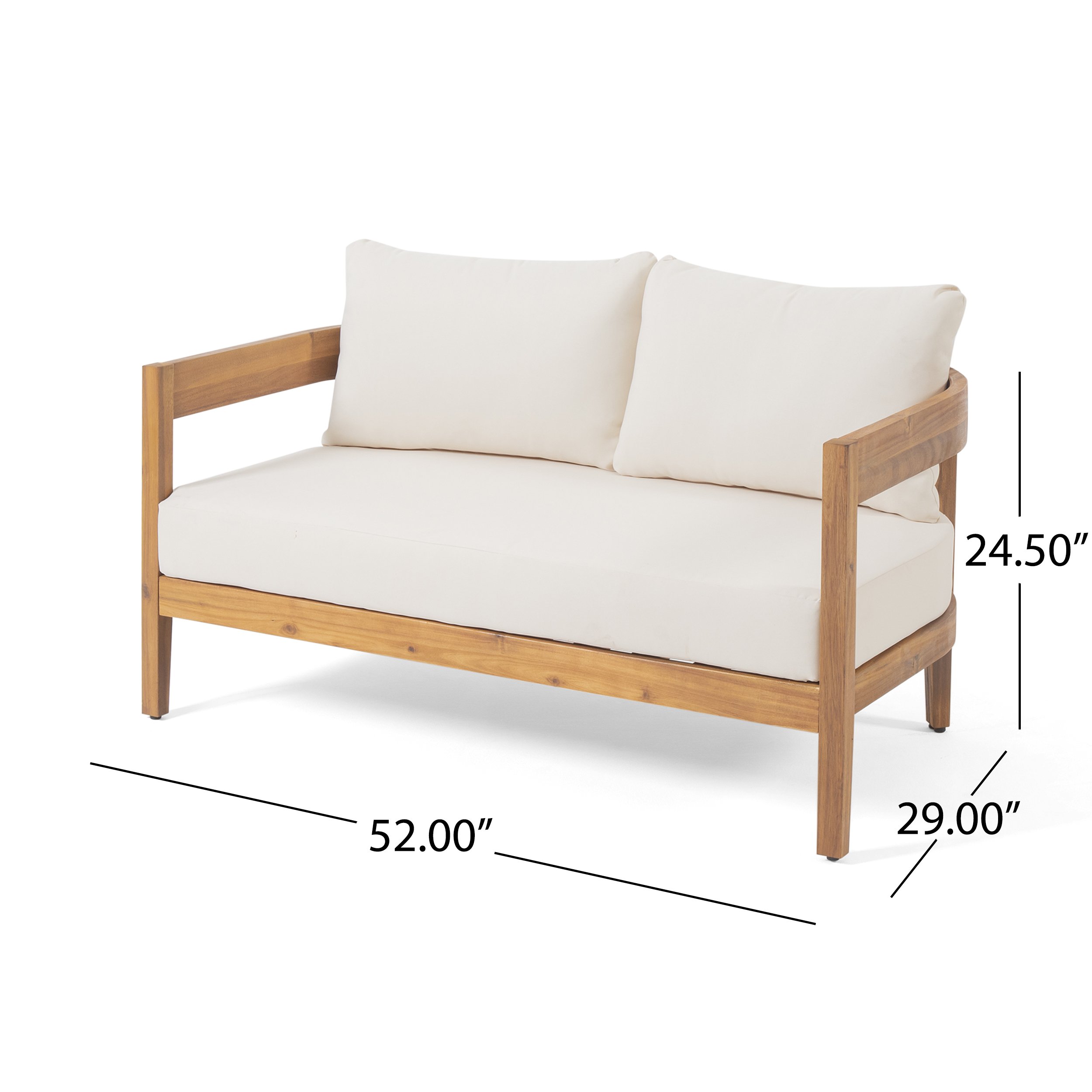 Brooklyn Loveseat + Coffee Table Set for Living Room – Teak Wood 1 Seat Sofa with Modern Design, Compact Stylish for Living Room, Apartment,Small Spaces (Original SKU:68615.00BGE) - Image 2