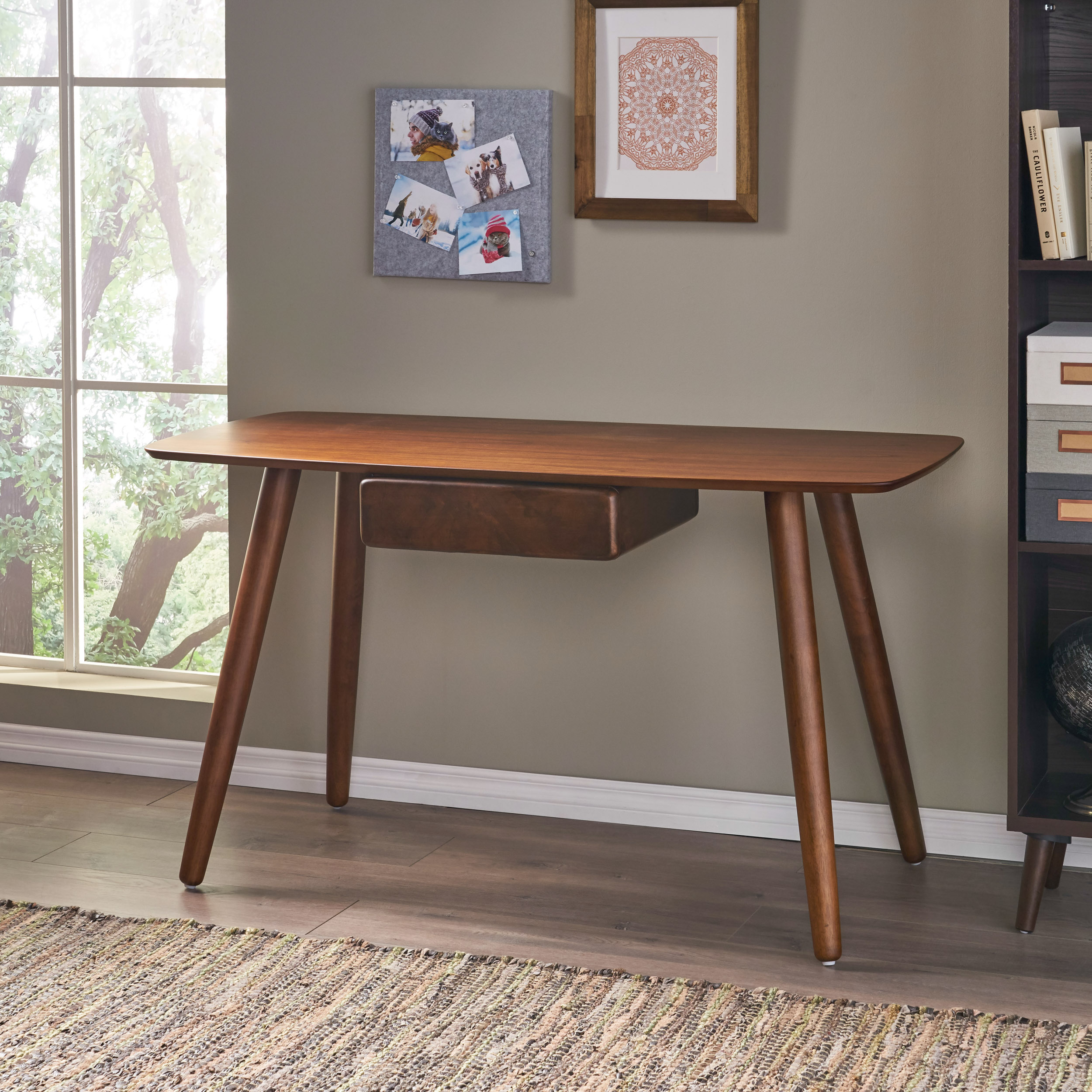Study Computer Desk,Office Desk, Study Table,Writing Desk with Drawer for Home ,Office Modern Furniture,Walnut Color (Original SKU:59312.00) - Image 4
