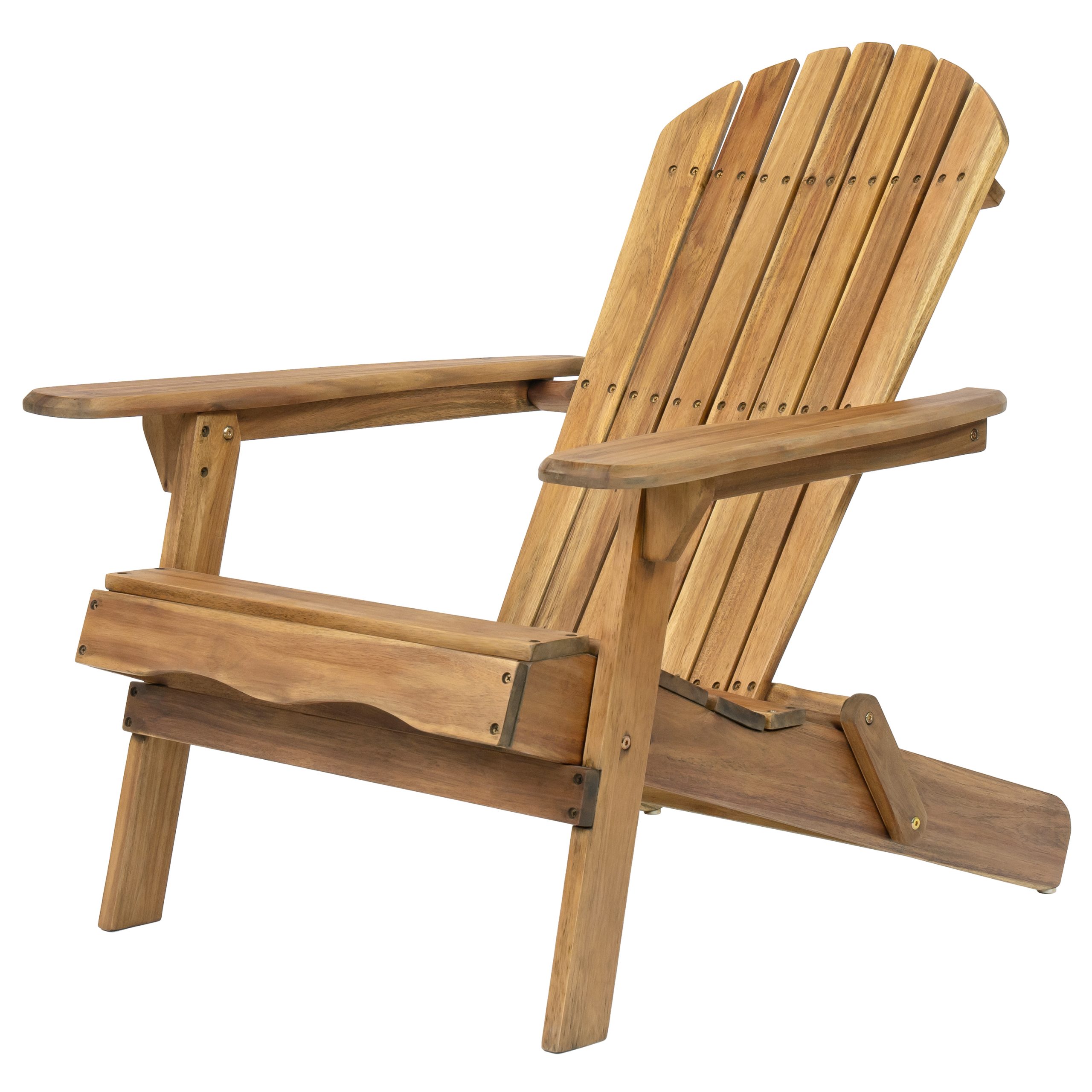 Folding Adirondack Chair Wooden Accent Furniture Lounge Chairs,Foldable Design for Patio & Garden Relaxation with Slatted Back & Wide Armrests- Teak Finish(Original SKU:57702.00NTLS/N770P241668M) - Image 6