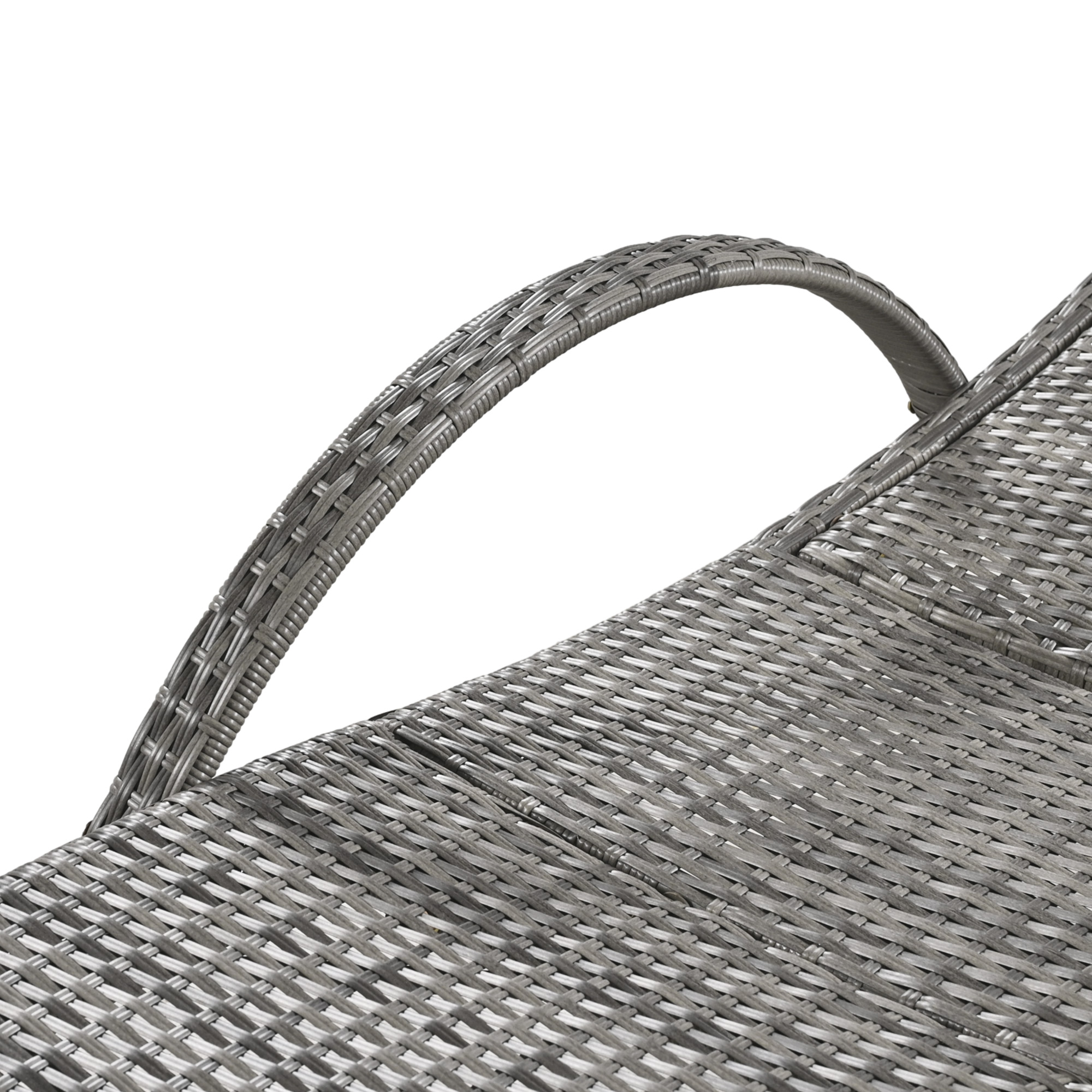 K&K 80'' Outdoor Wicker Chaise Lounge Chairs Set of 2, Patio Rattan Reclining Chair Pull-out Side Table w/ 5-Level Adjustable Backrest Ergonomic Wave Design Pool Sunbathing Recliners, Grey - Image 2