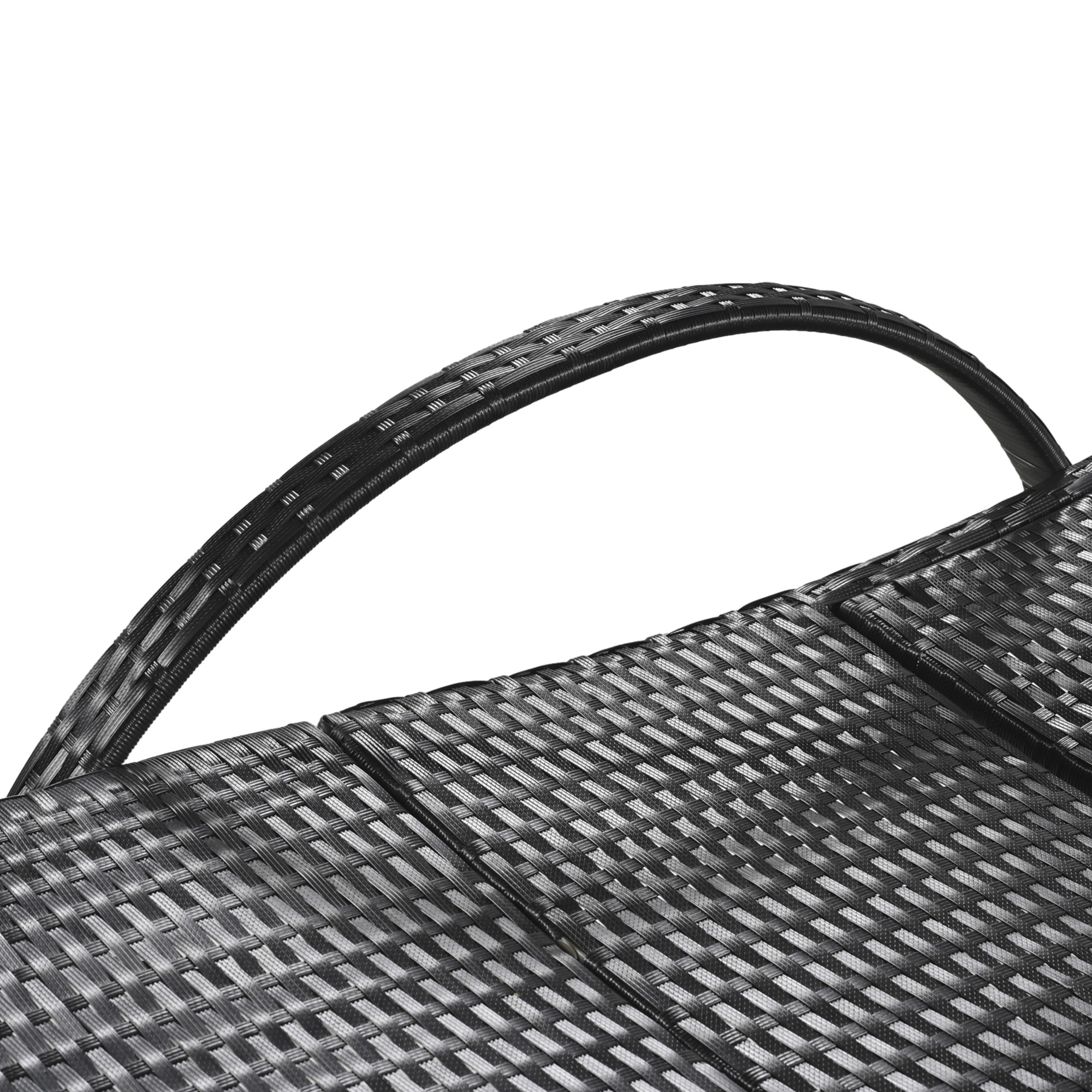 K&K 80'' Outdoor Wicker Chaise Lounge Chairs Set of 2, Patio Rattan Reclining Chair Pull-out Side Table w/ 5-Level Adjustable Backrest Ergonomic Wave Design Pool Sunbathing Recliners, Black - Image 2