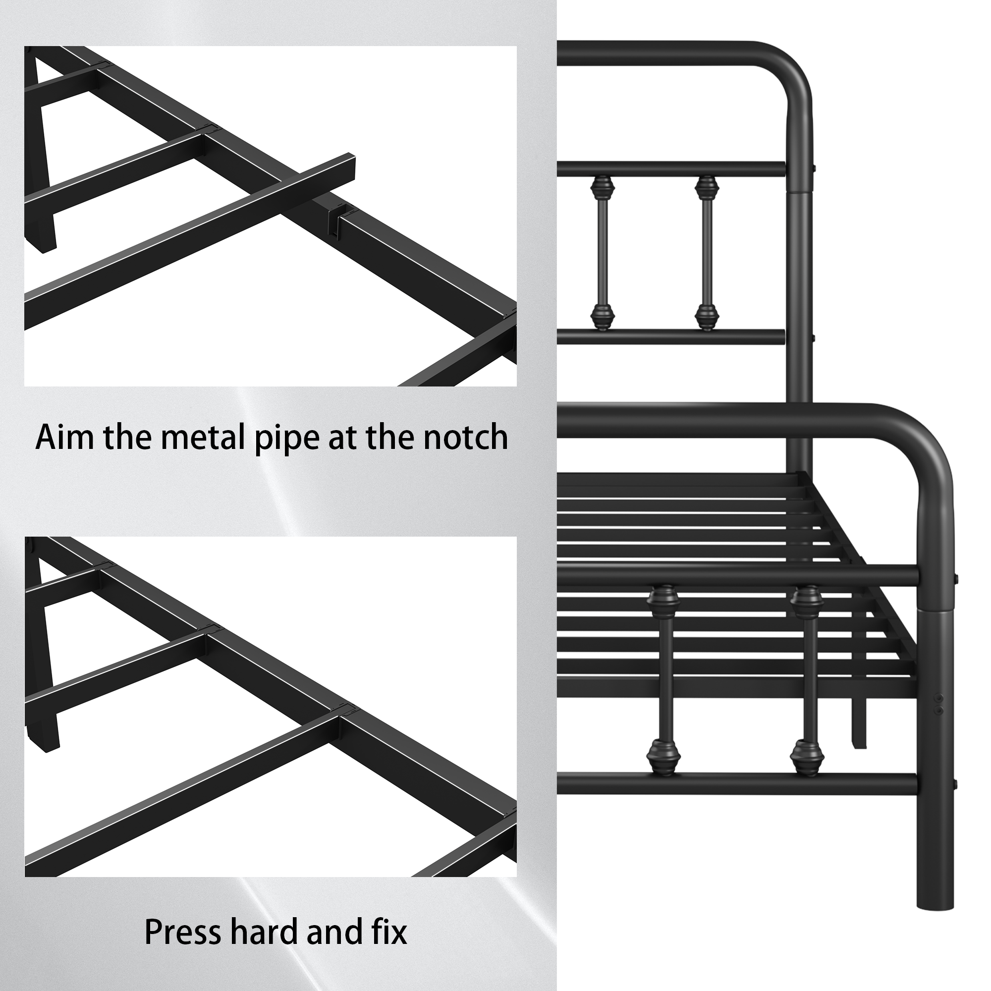 Metal Bed Frame,Twin Size Bed Frame with Headboard,Structurally Stable, Under Bed Storage,No Box Spring Needed,Black - Image 5
