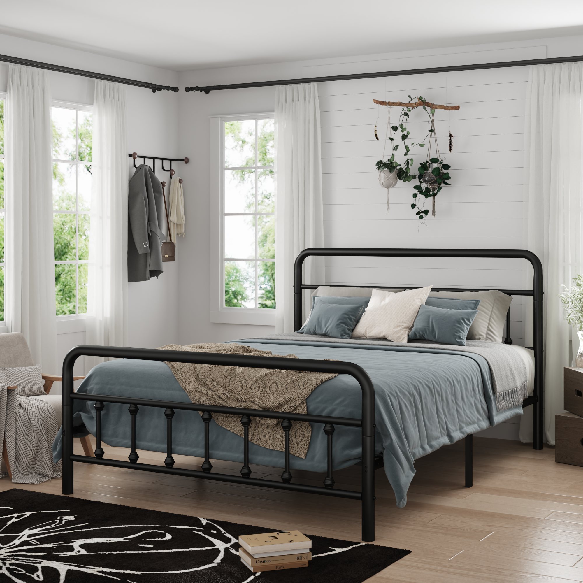 Metal Bed Frame,Full Size Bed Frame with Headboard,Structurally Stable, Under Bed Storage,No Box Spring Needed,Black - Image 1