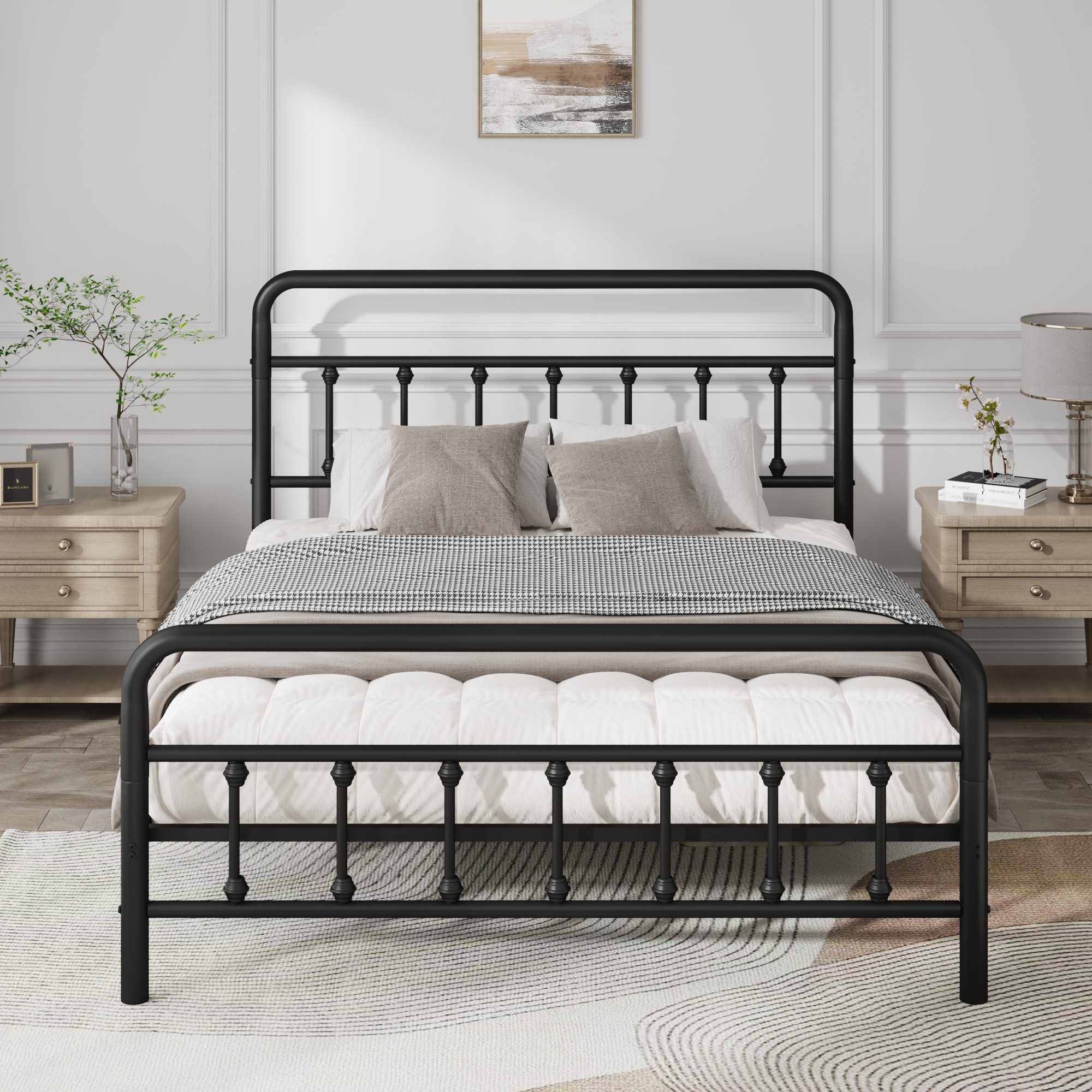 Metal Bed Frame,Queen Size Bed Frame with Headboard,Structurally Stable, Under Bed Storage,No Box Spring Needed,Black - Image 2