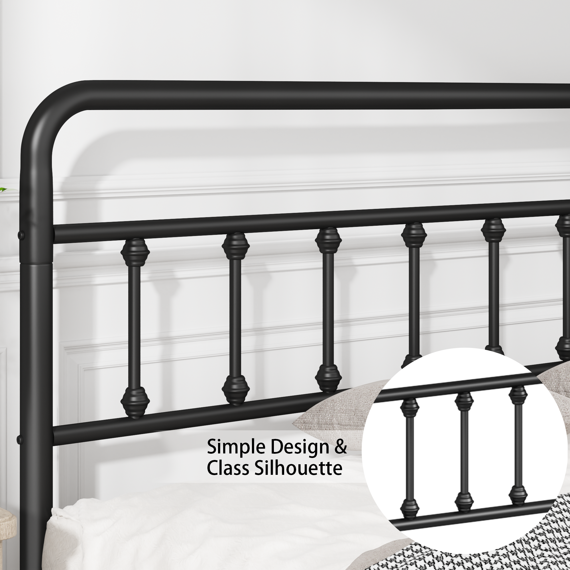 Metal Bed Frame,Queen Size Bed Frame with Headboard,Structurally Stable, Under Bed Storage,No Box Spring Needed,Black - Image 4