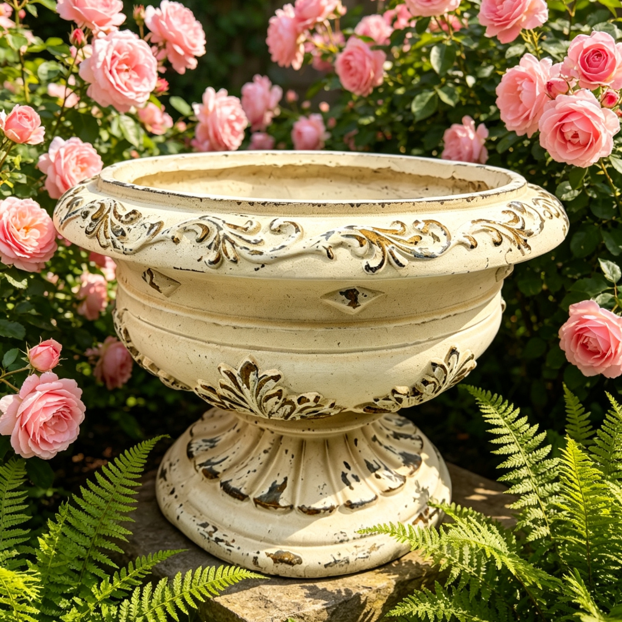 MGO Garden Planter, Garden decoration and planting,Color Antique White, Size 13.18"x18.11"x18.11" - Image 3