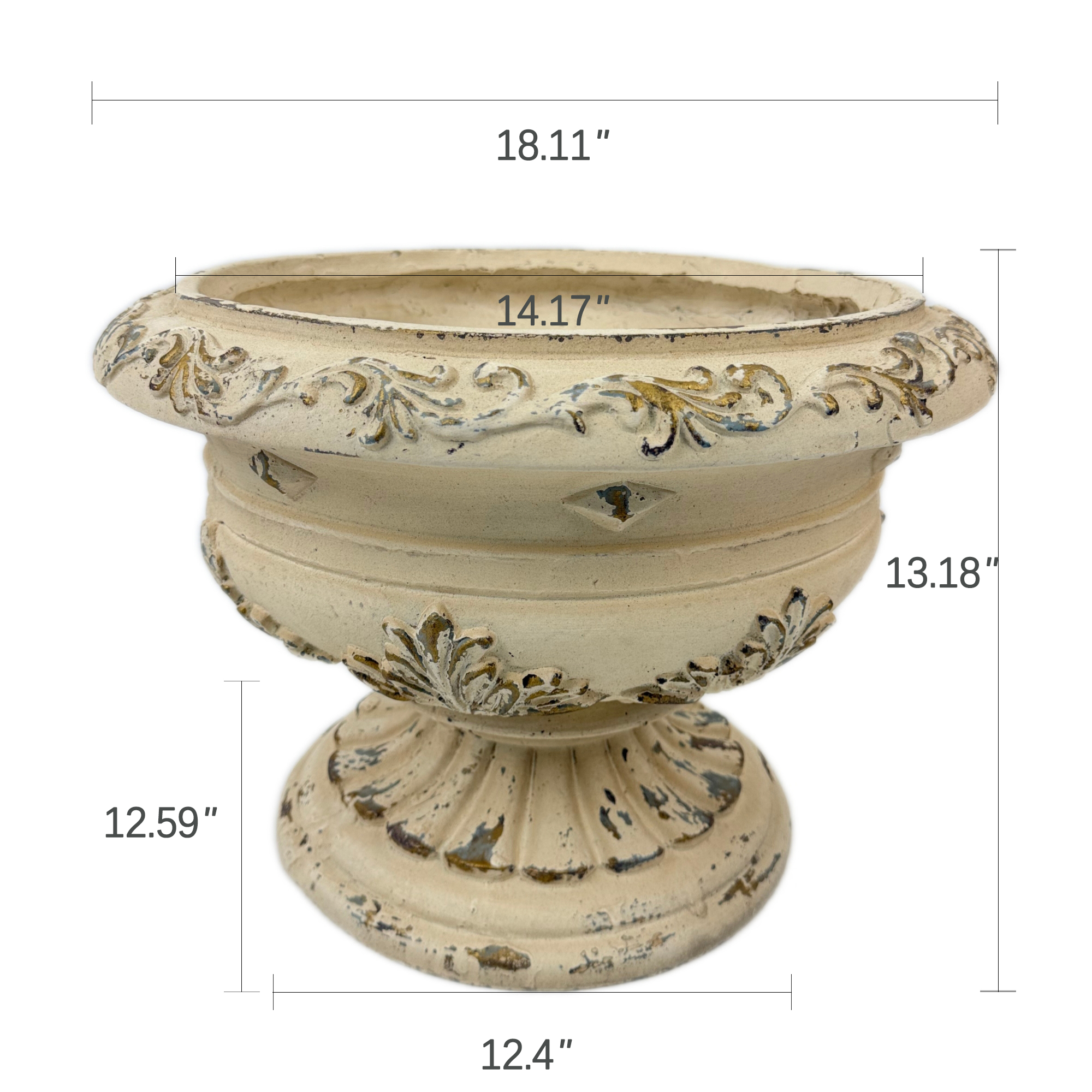 MGO Garden Planter, Garden decoration and planting,Color Antique White, Size 13.18"x18.11"x18.11" - Image 4