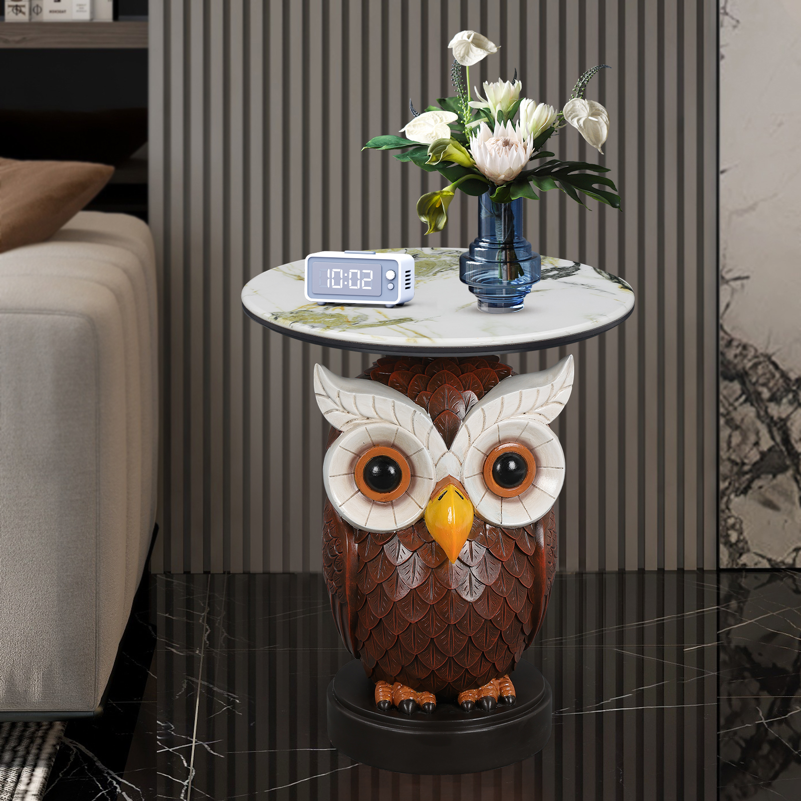 Owl Accent Table Animal Statue End Tables Livingroom - Image 6
