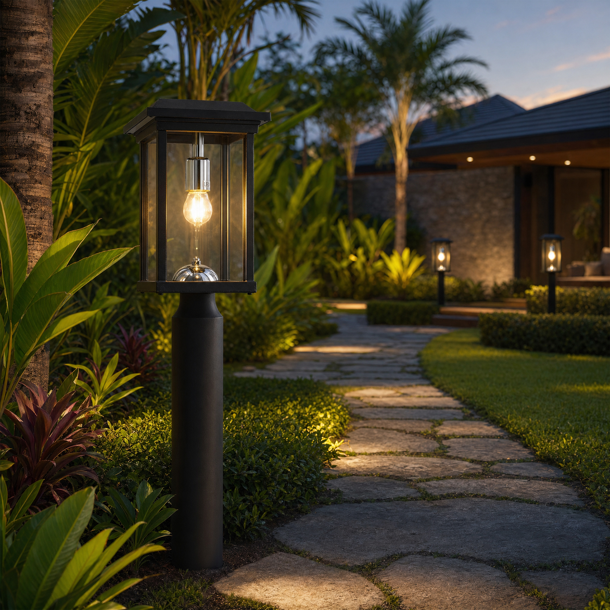 Dusk to Dawn Outdoor Post Lights with Pier Mount Base, Anti-Rust Black Pillar Lights Fixtures, Waterproof Hardwired Aluminum Exterior Pole Lamps for Garden, Patio, Pathway - Image 4