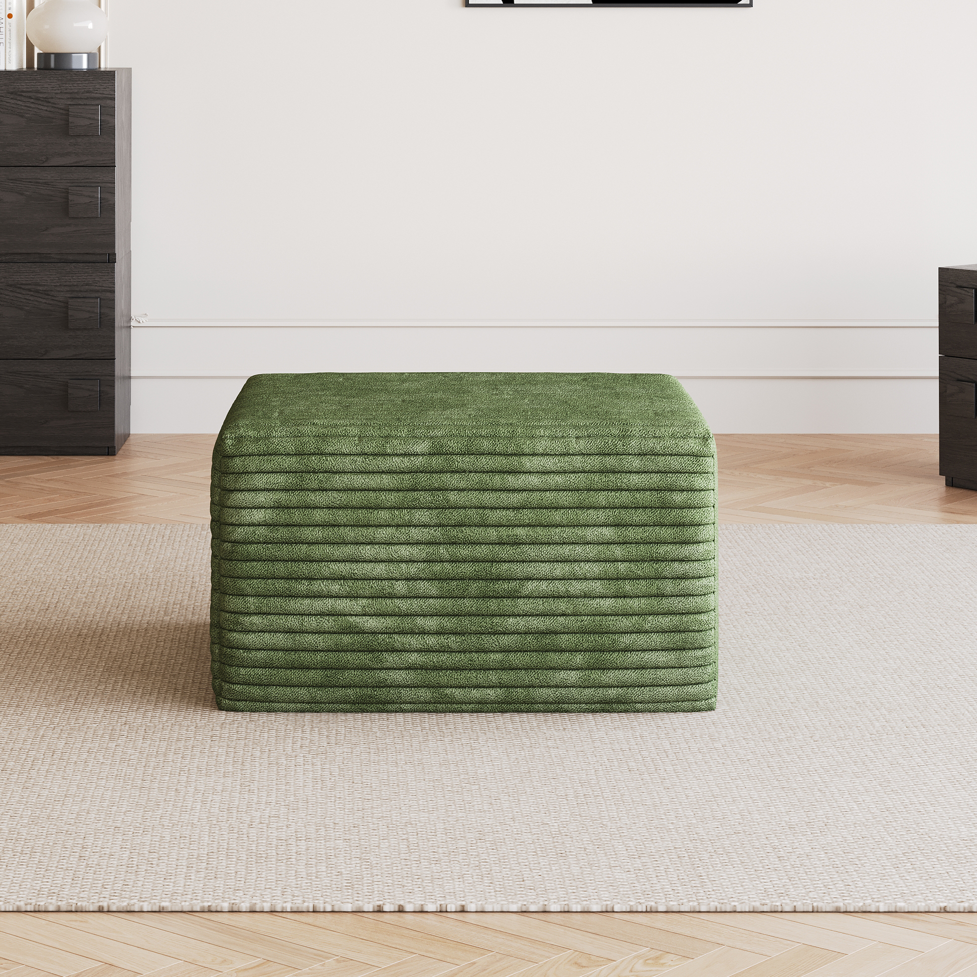 Sofa ottoman ,No Assembly Required,Green(Plush Corduroy Fabric) - Image 3