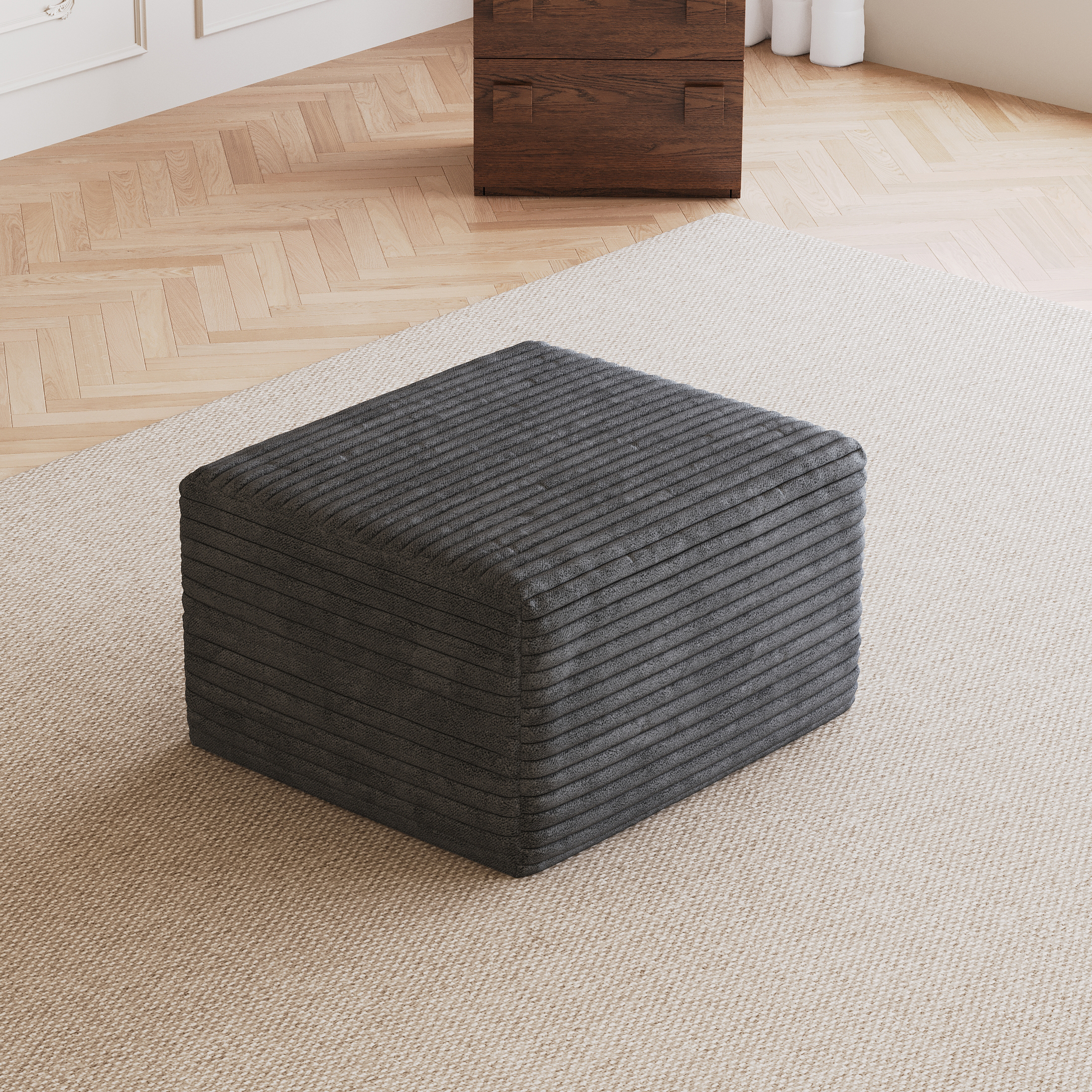 Sofa ottoman ,No Assembly Required,Dark Grey(Plush Corduroy Fabric) - Image 2