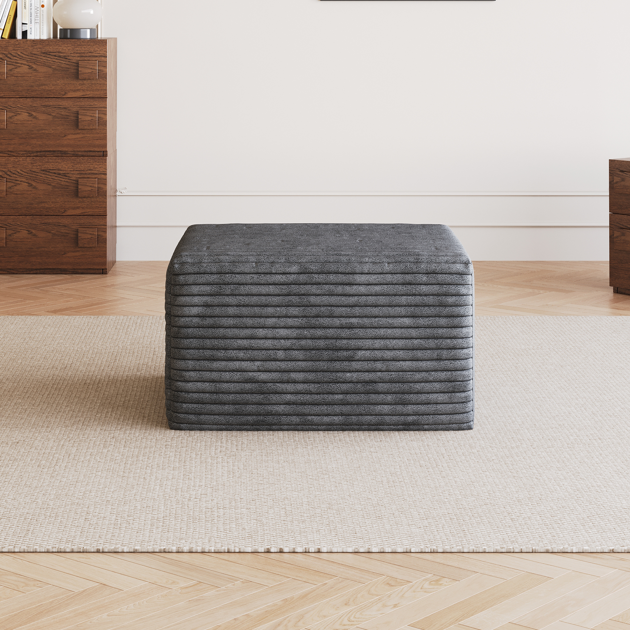 Sofa ottoman ,No Assembly Required,Dark Grey(Plush Corduroy Fabric) - Image 3