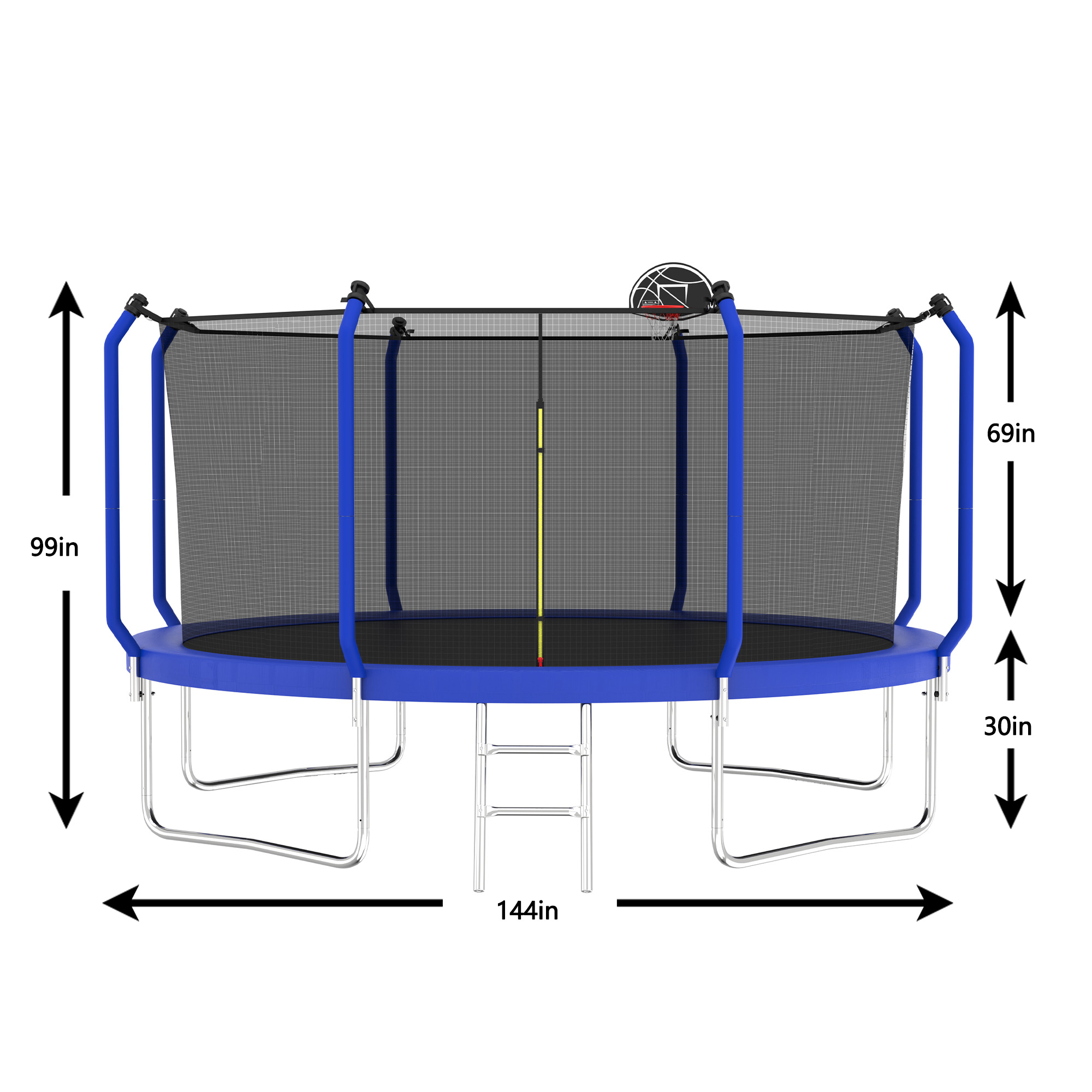 12FT Trampoline with Basketball Hoop, ASTM Approved Reinforced Type Outdoor Trampoline with Enclosure Net - Image 4