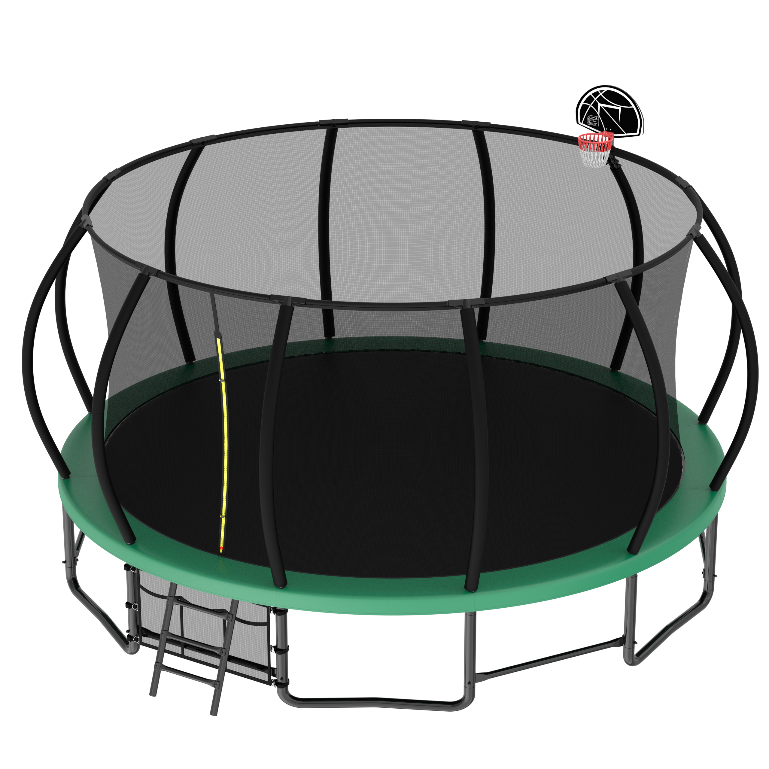 15FT Trampoline with Basketball Hoop - Recreational Trampolines with Ladder ,Shoe Bag and Galvanized Anti-Rust Coating - Image 2