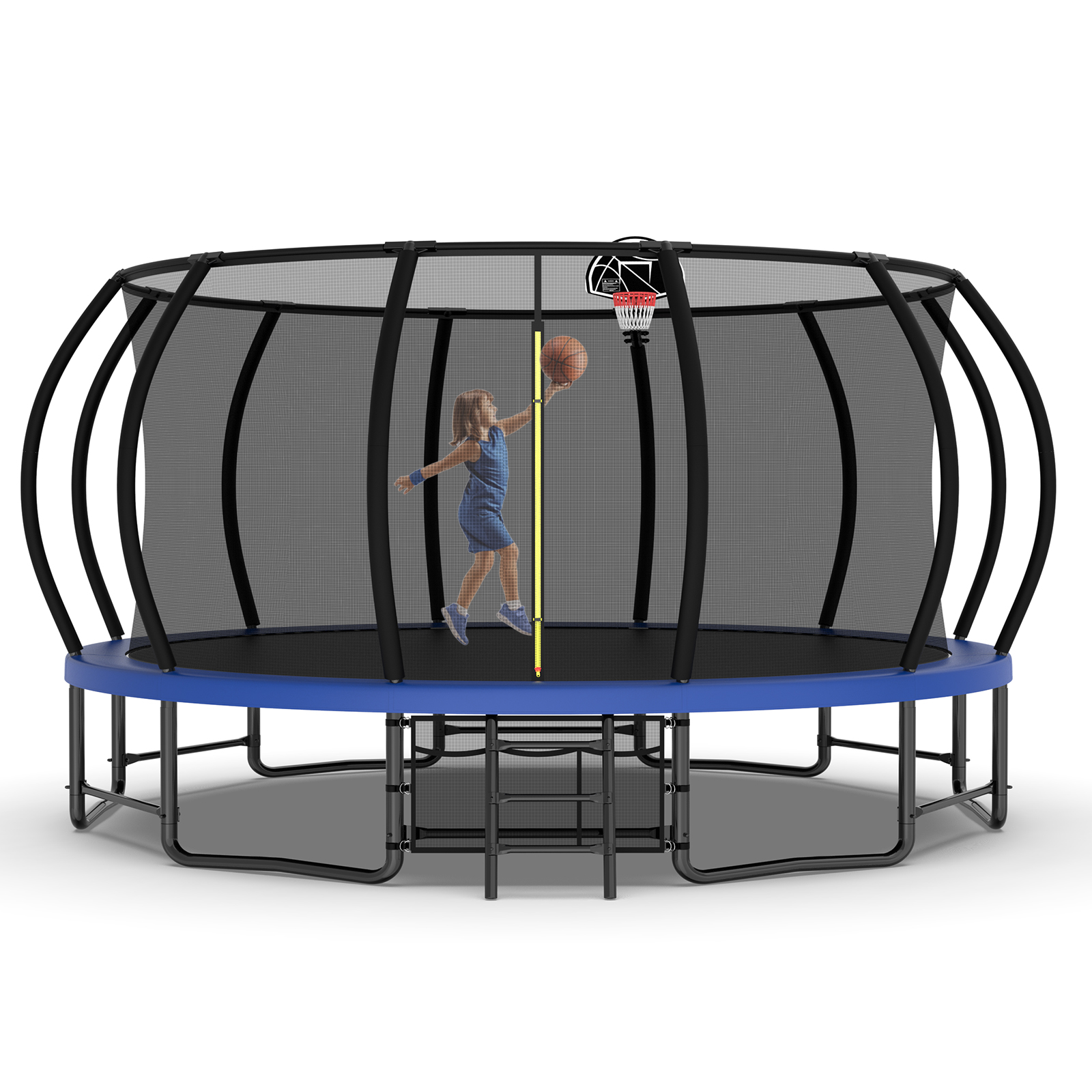 15FT Trampoline with Basketball Hoop - Recreational Trampolines with Ladder ,Shoe Bag and Galvanized Anti-Rust Coating - Image 2