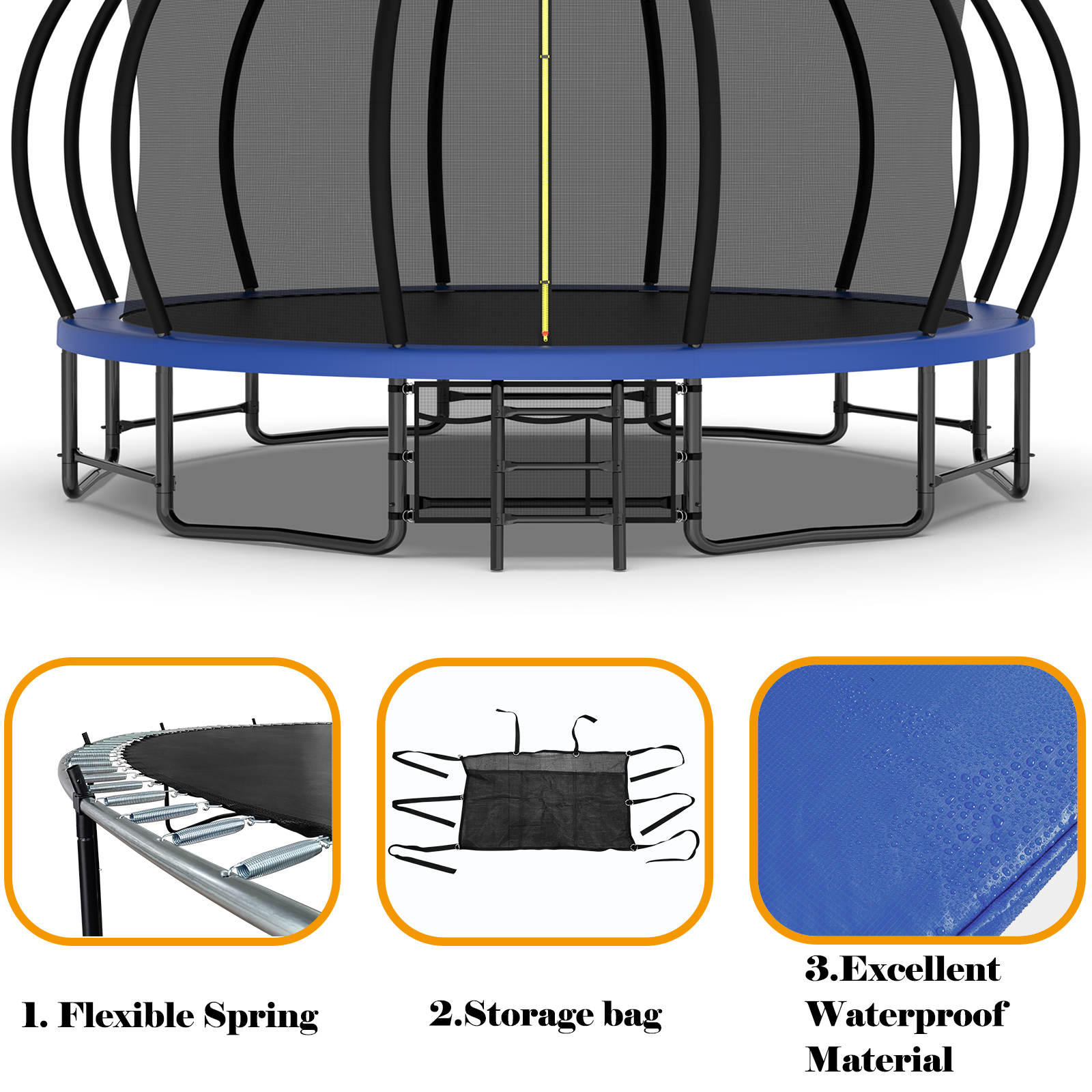 15FT Trampoline with Basketball Hoop - Recreational Trampolines with Ladder ,Shoe Bag and Galvanized Anti-Rust Coating - Image 4