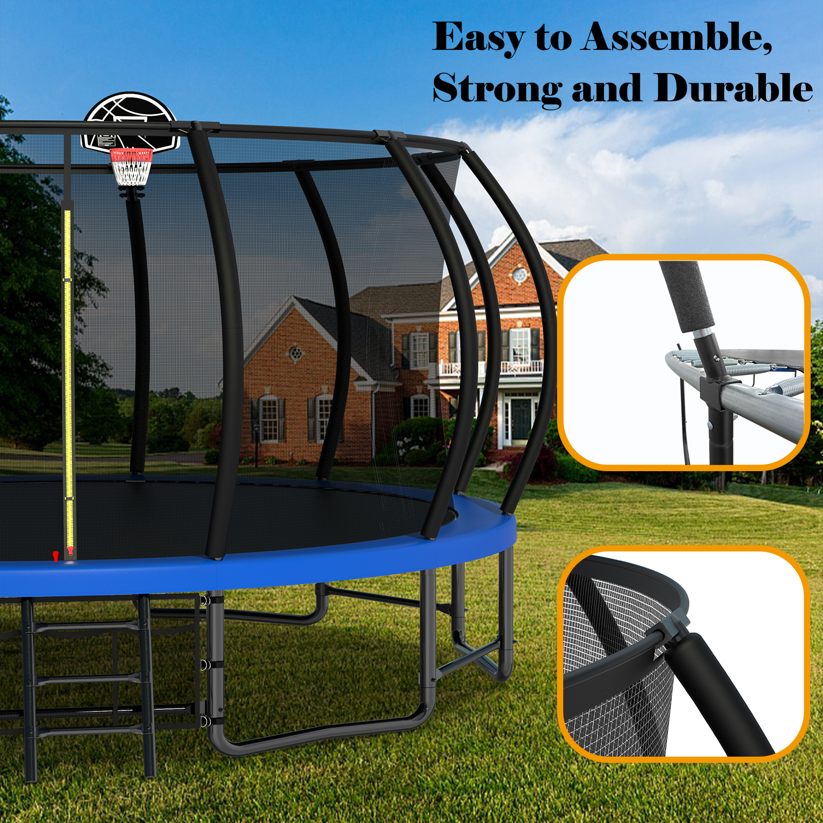 15FT Trampoline with Basketball Hoop - Recreational Trampolines with Ladder ,Shoe Bag and Galvanized Anti-Rust Coating - Image 6